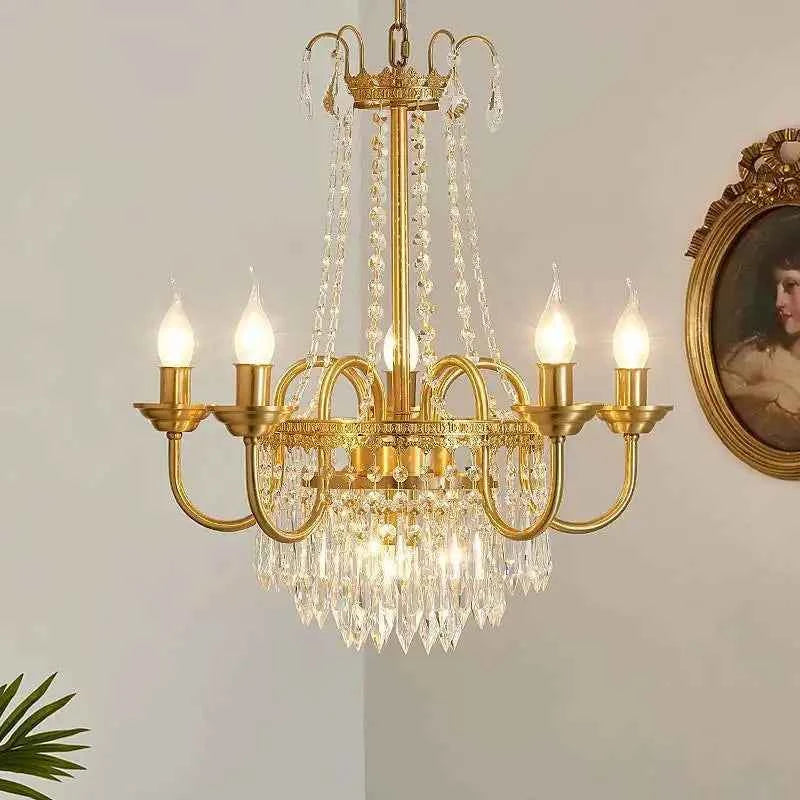 Bristol Chandelier | Brass with Crystals, Dimmable E14 Socket