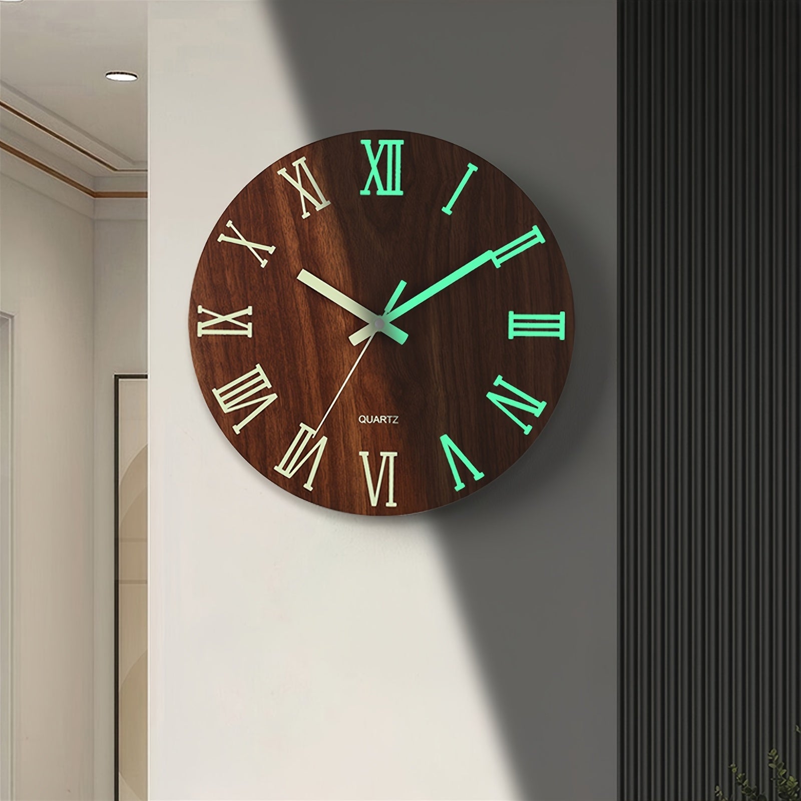Bela Luminous Wall Clock | Silent Quartz Movement, Walnut Finish