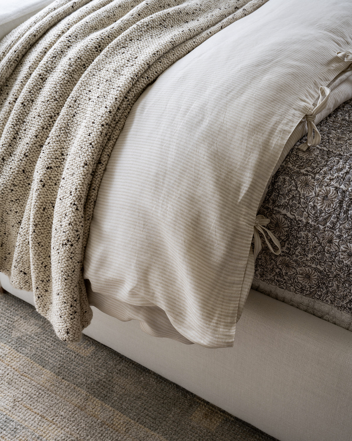 Elysian Striped Duvet Cover  Cream & Oatmeal Palette