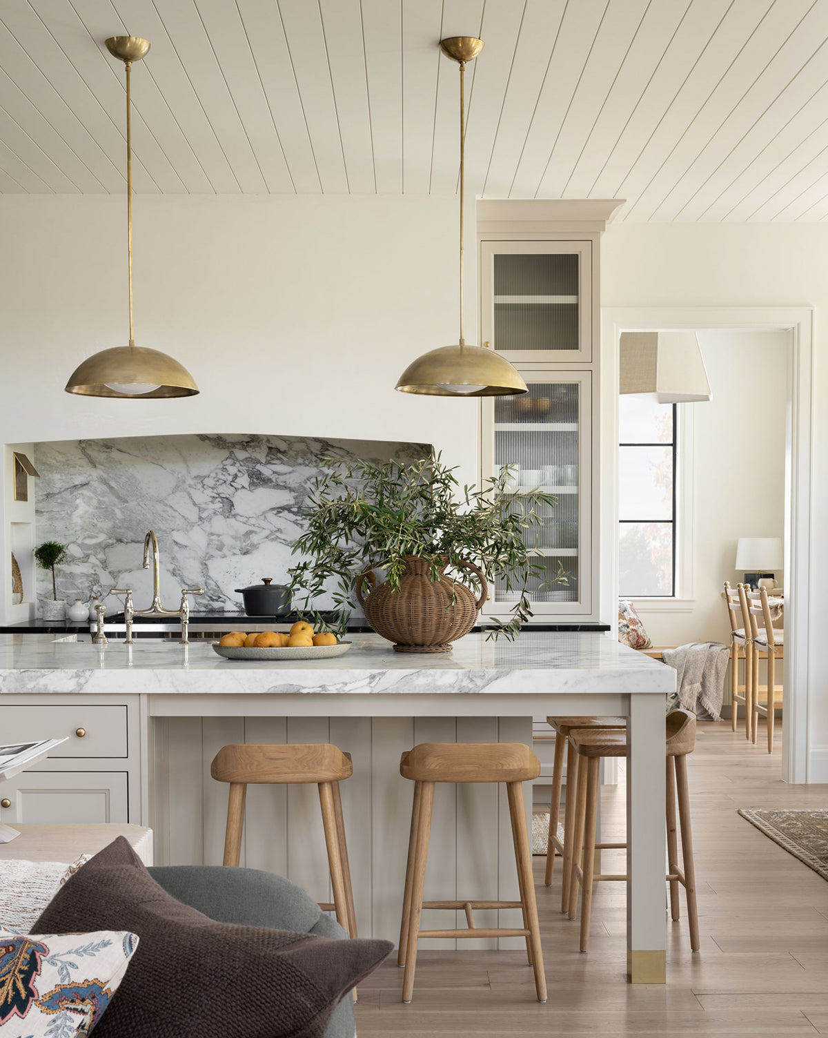 Aldora Pendant Light  Brass with Wide Round Shade