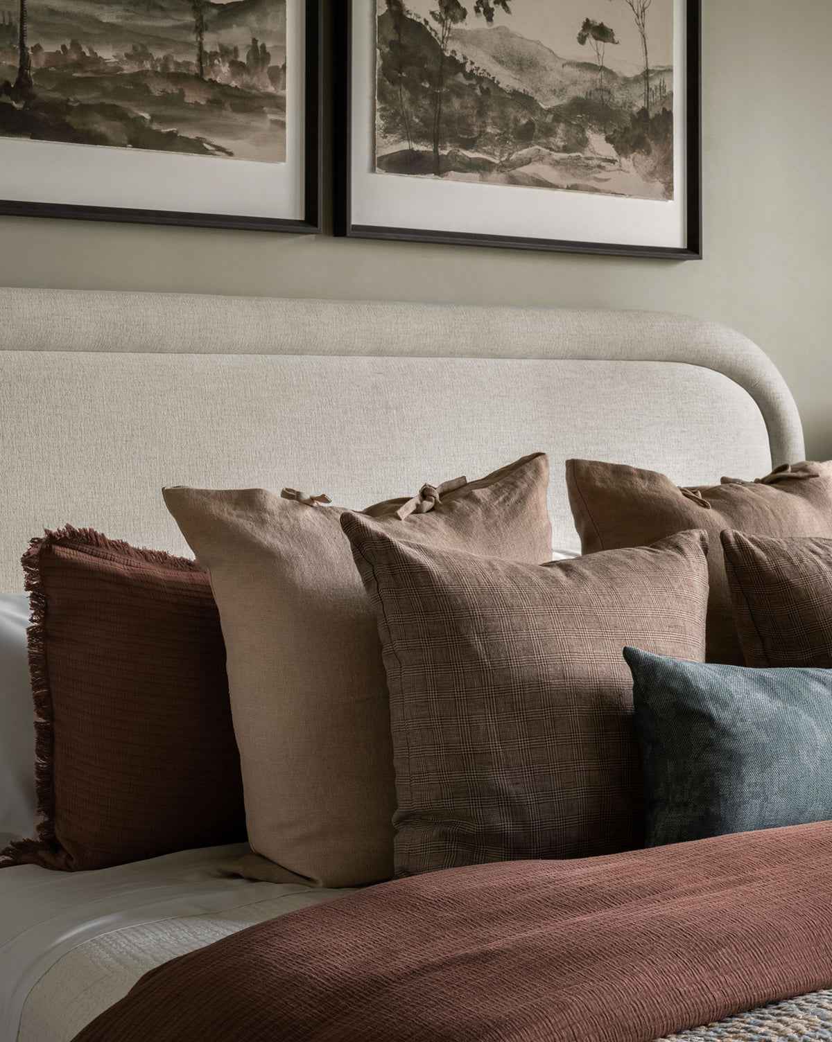 Kara Linen Pillow Cover  100% Linen with Elegant Tie Details
