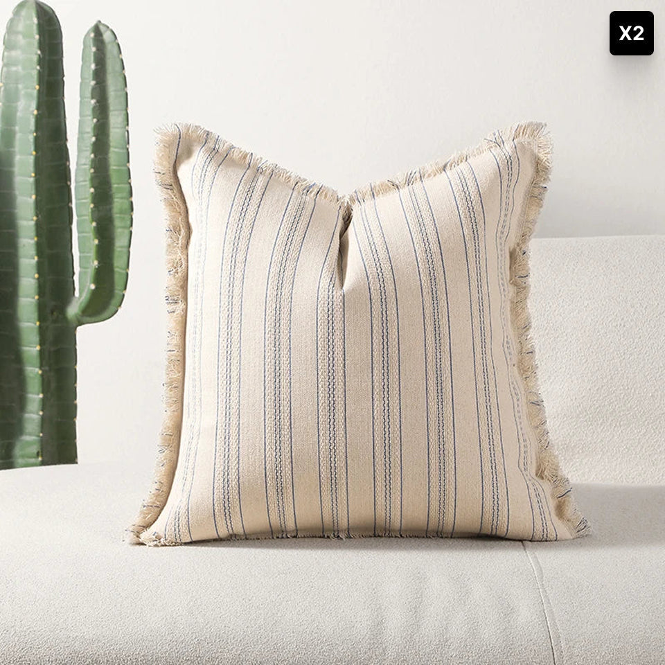 Bela Jacquard Kussenhoes | Luxe Textuur met Fijne Franje Details