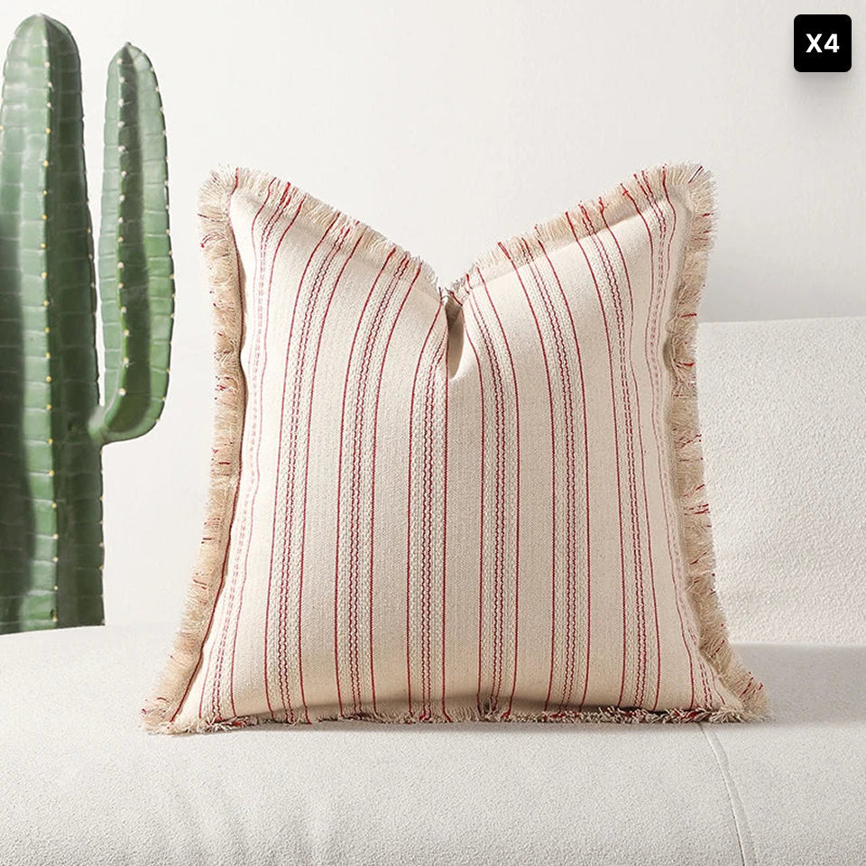 Bela Jacquard Kussenhoes | Luxe Textuur met Fijne Franje Details