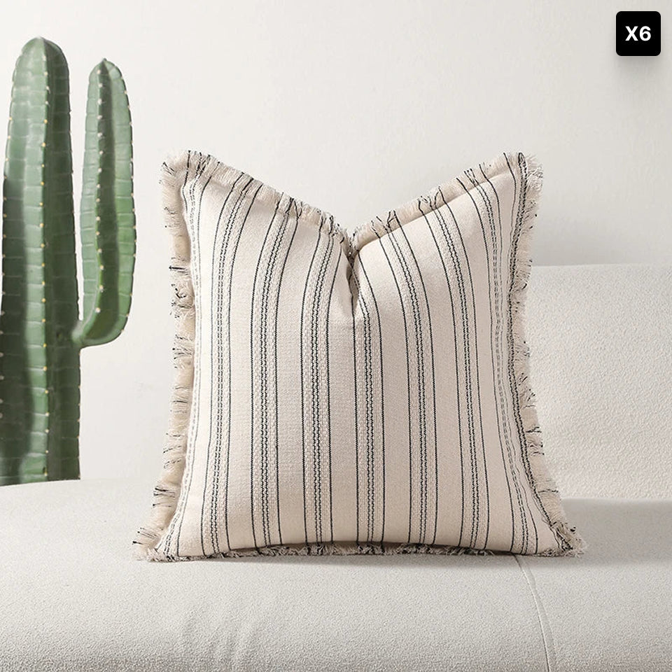 Bela Jacquard Kussenhoes | Luxe Textuur met Fijne Franje Details