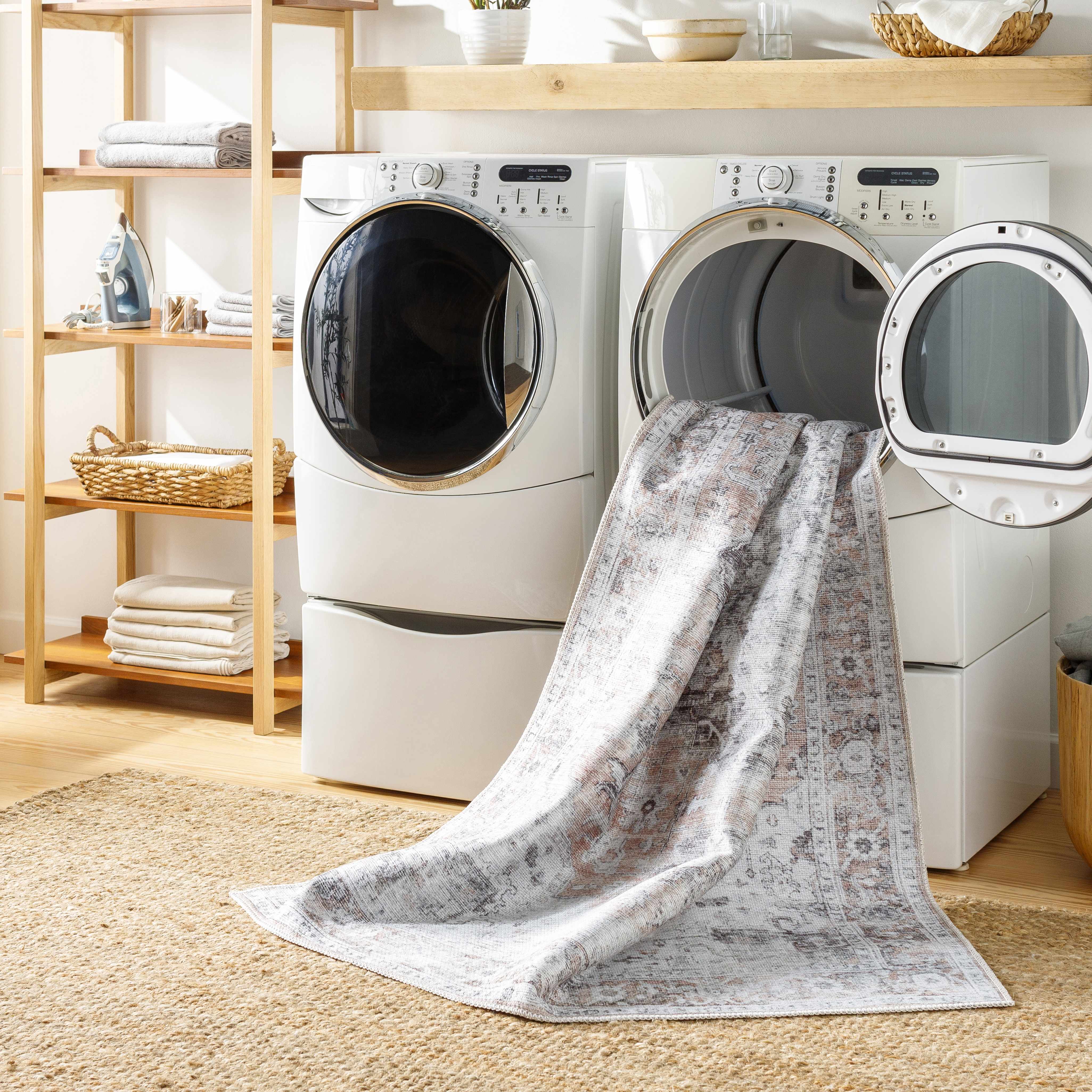 Fino Washable Rug  Machine Woven Chenille-Polyester, Low Pile