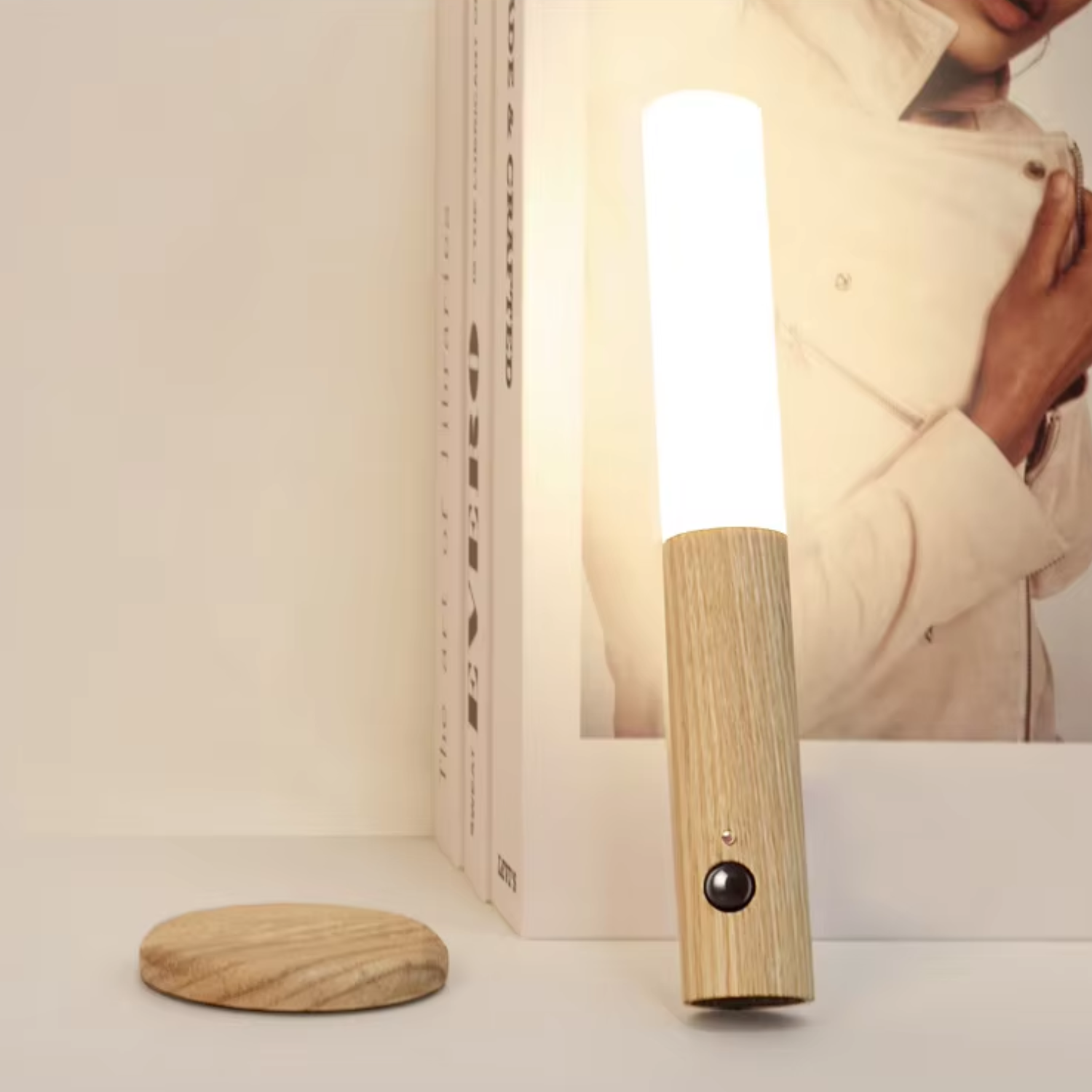 Glow – Natural Wood & Frosted Glass Portable Night Light - Cendre Home