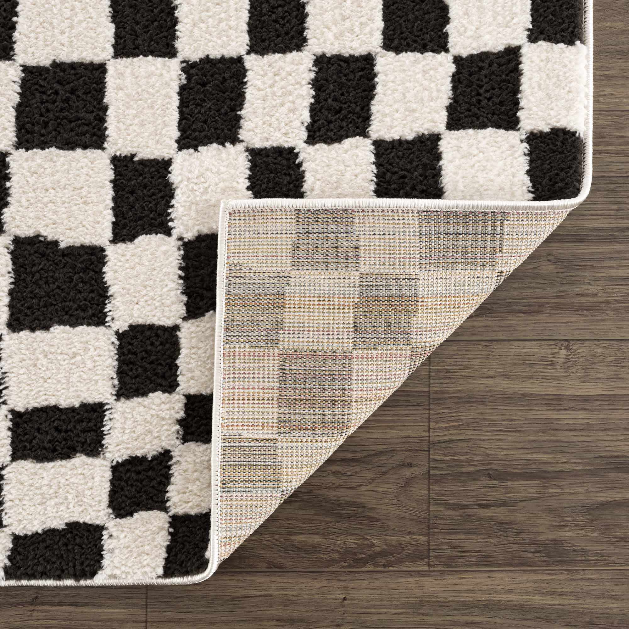 Bello Checkered Plush Rug  Machine Woven  High Pile