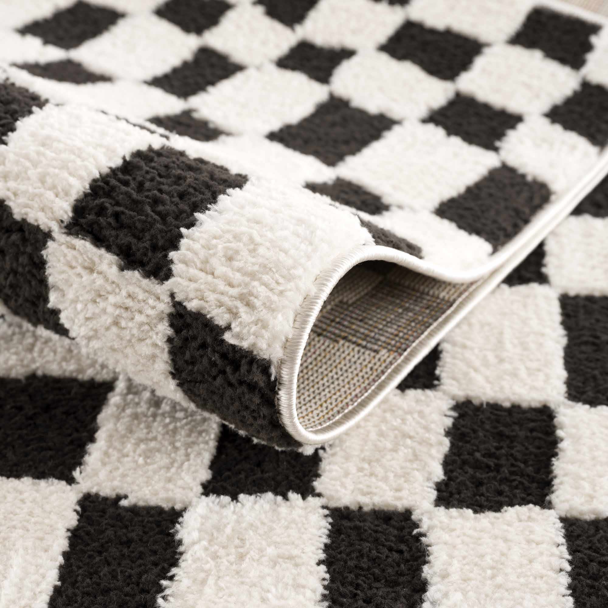 Bello Checkered Plush Rug  Machine Woven  High Pile
