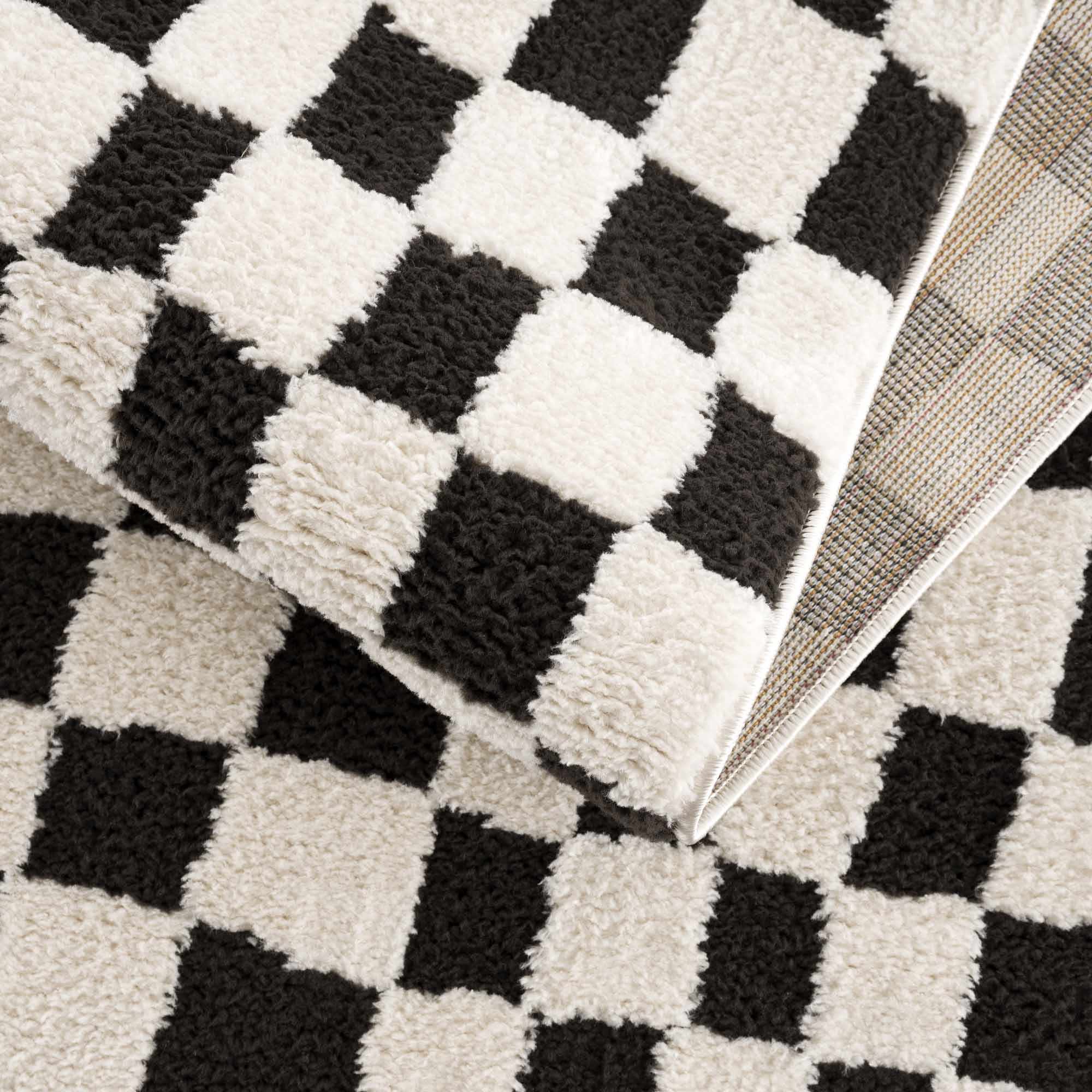 Bello Checkered Plush Rug  Machine Woven  High Pile