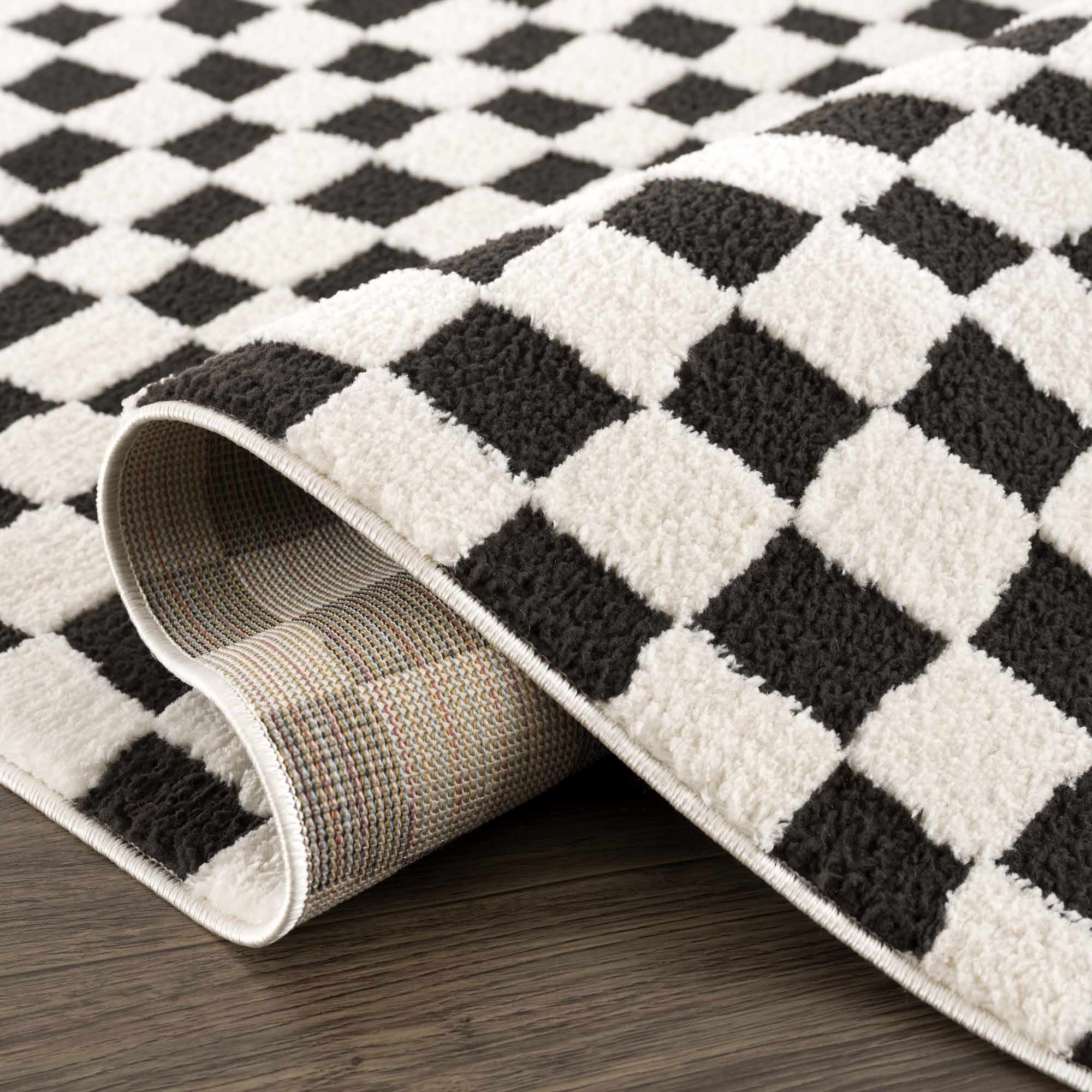 Bello Checkered Plush Rug  Machine Woven  High Pile