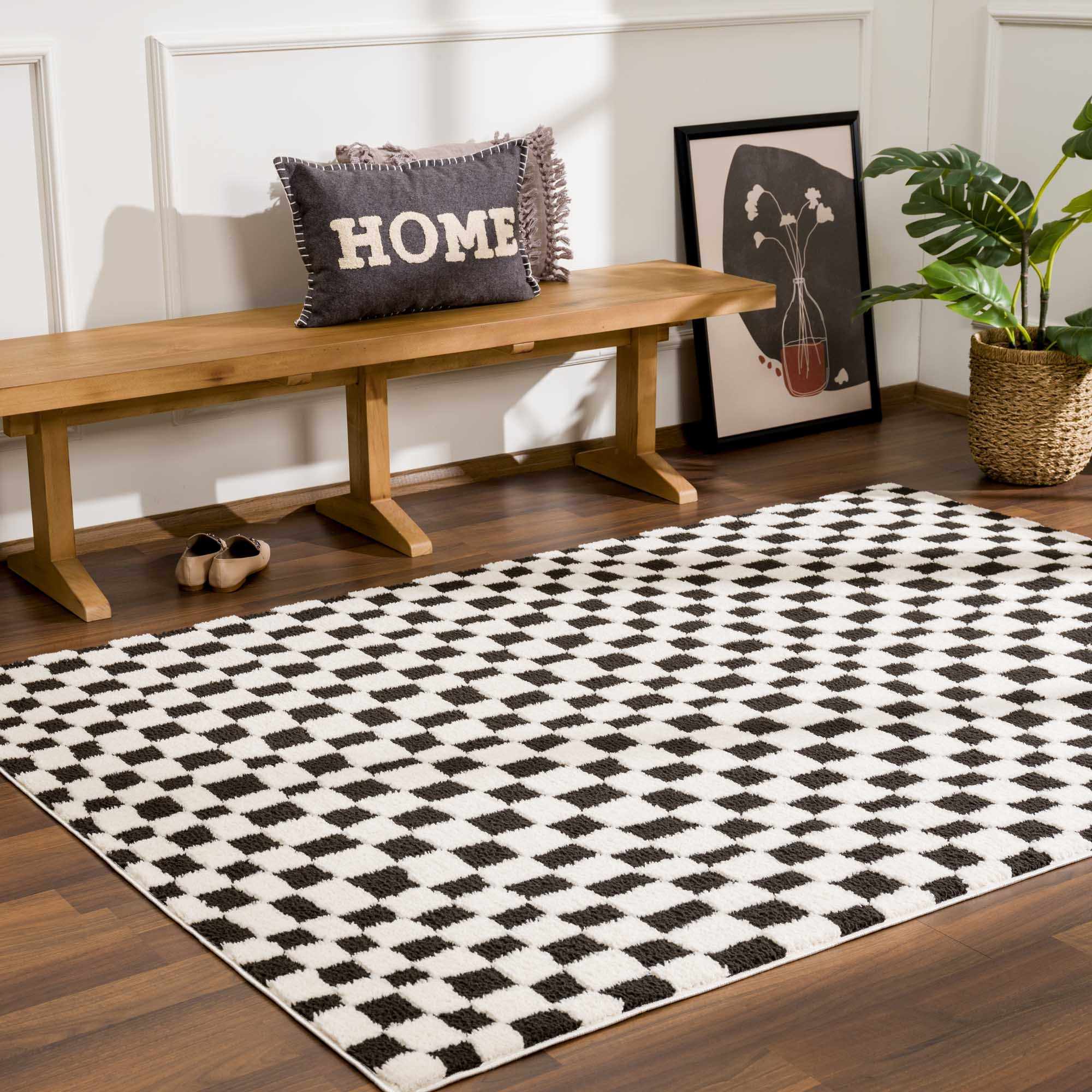 Bello Checkered Plush Rug  Machine Woven  High Pile