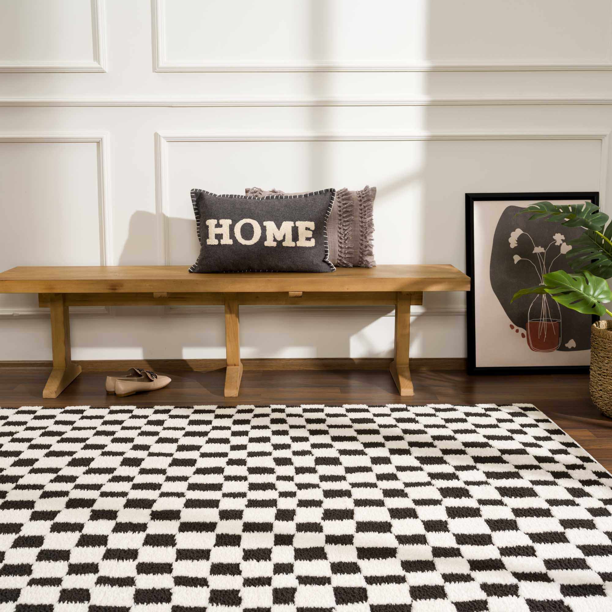 Bello Checkered Plush Rug  Machine Woven  High Pile