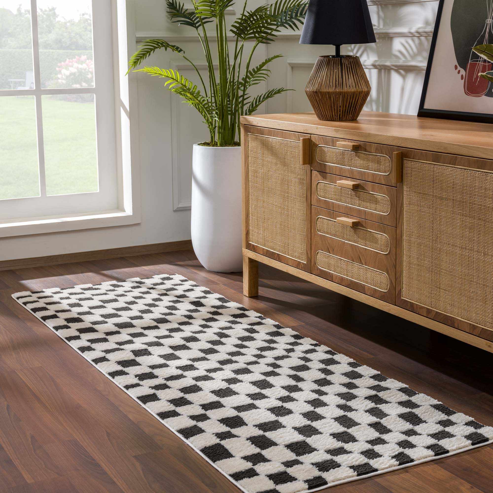 Bello Checkered Plush Rug  Machine Woven  High Pile