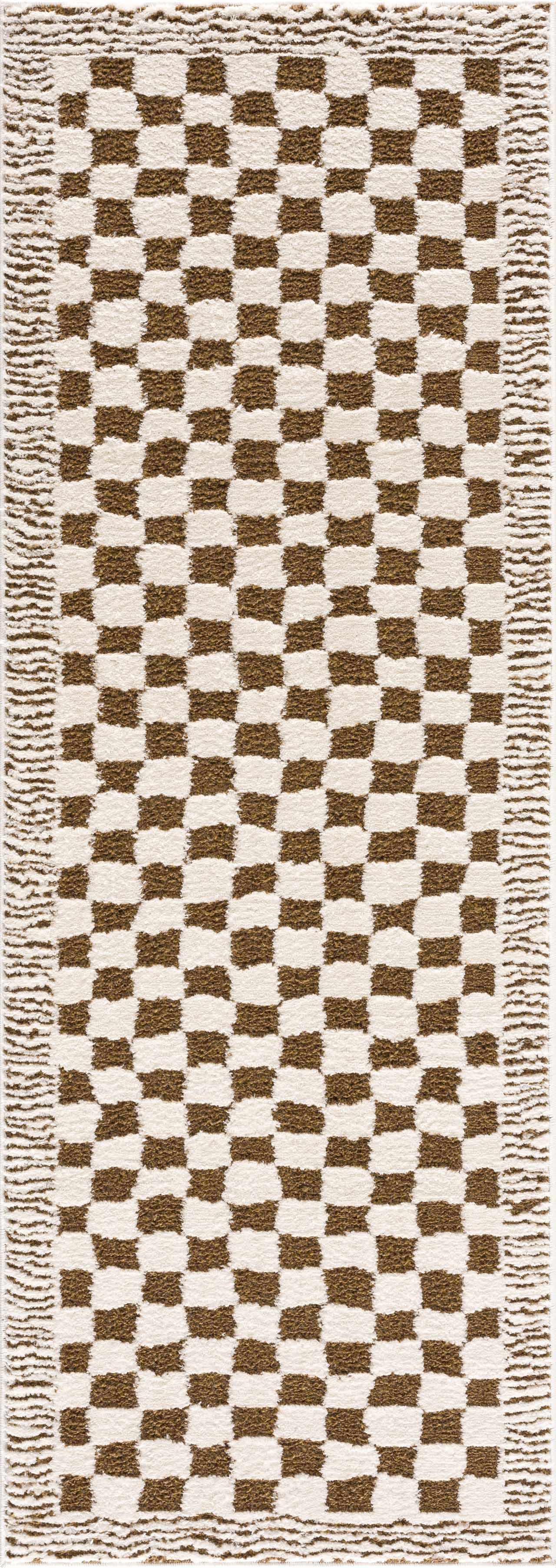 Bello Checkered Plush Rug  High Pile, 100% Polyester