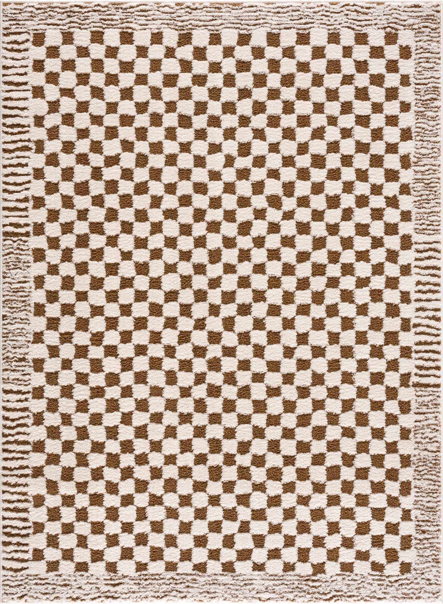 Bello Checkered Plush Rug  High Pile, 100% Polyester