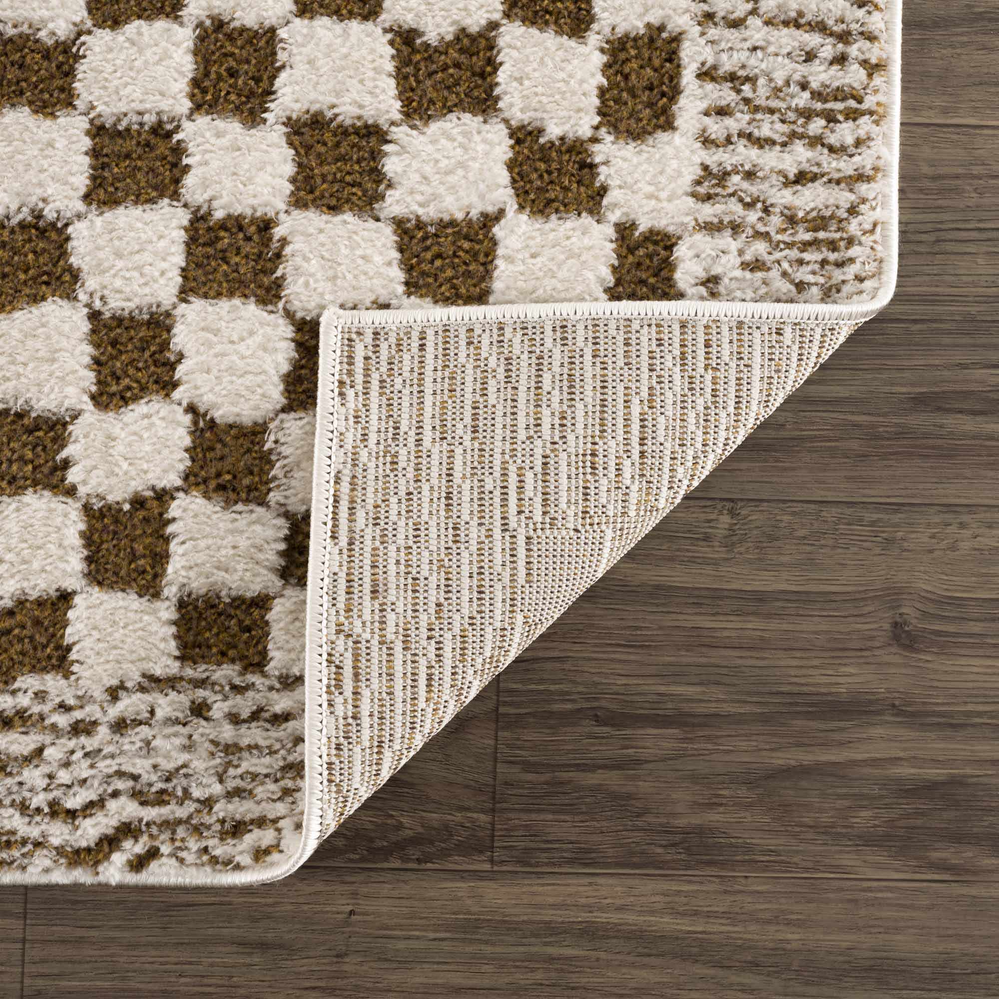 Bello Checkered Plush Rug  High Pile, 100% Polyester