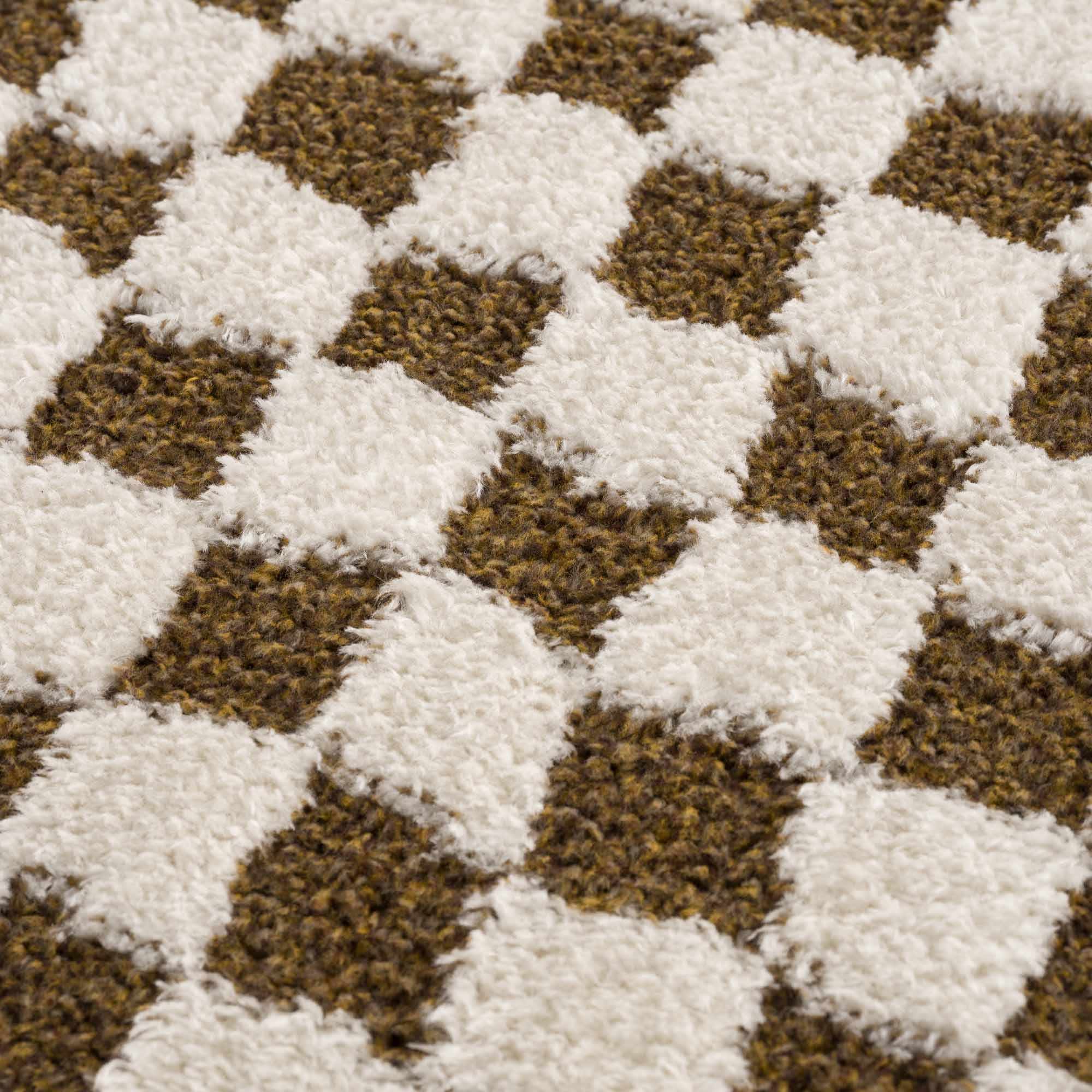 Bello Checkered Plush Rug  High Pile, 100% Polyester