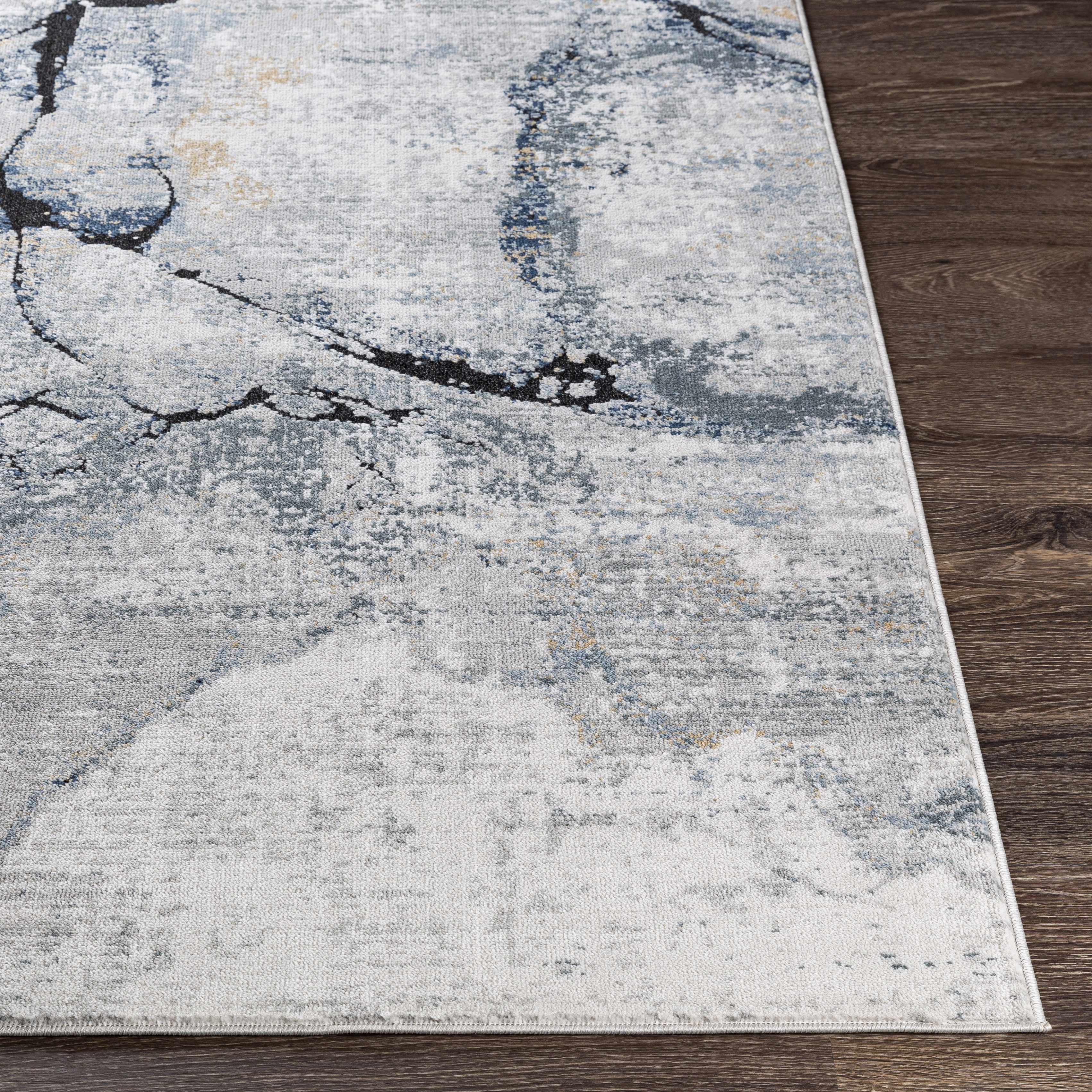 Fremont Gray Marble Rug  Medium Pile  Contemporary Design