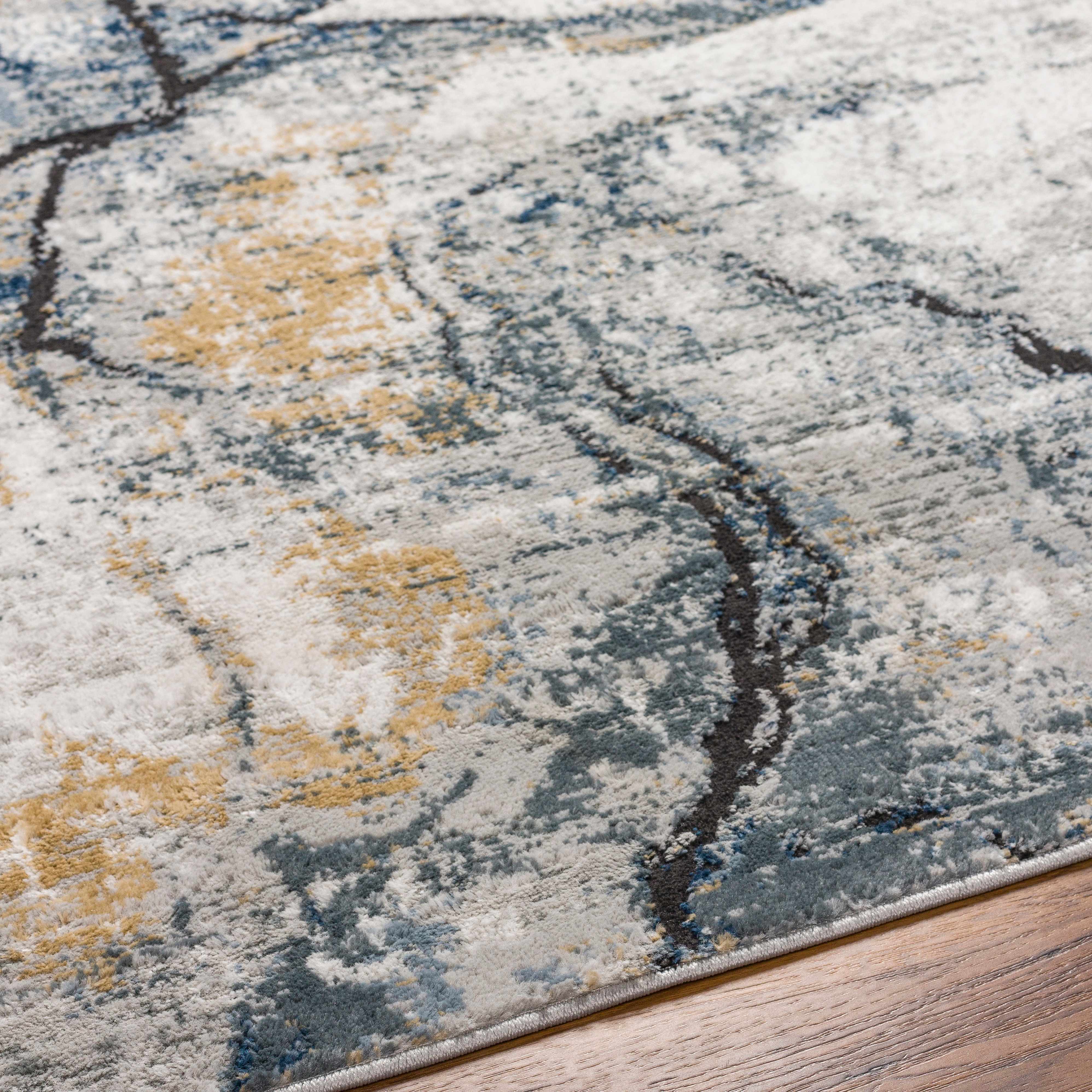 Fremont Gray Marble Rug  Medium Pile  Contemporary Design