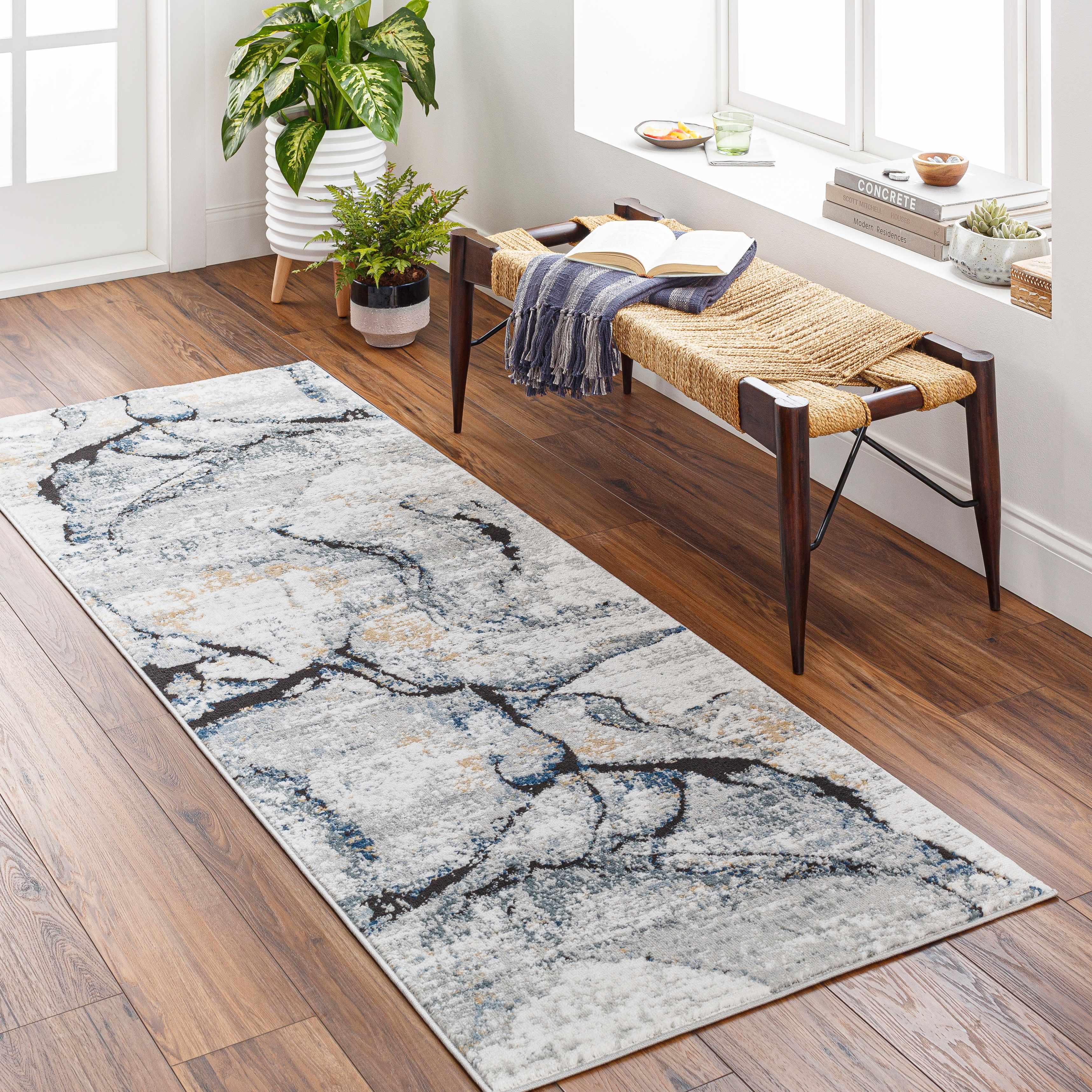 Fremont Gray Marble Rug  Medium Pile  Contemporary Design