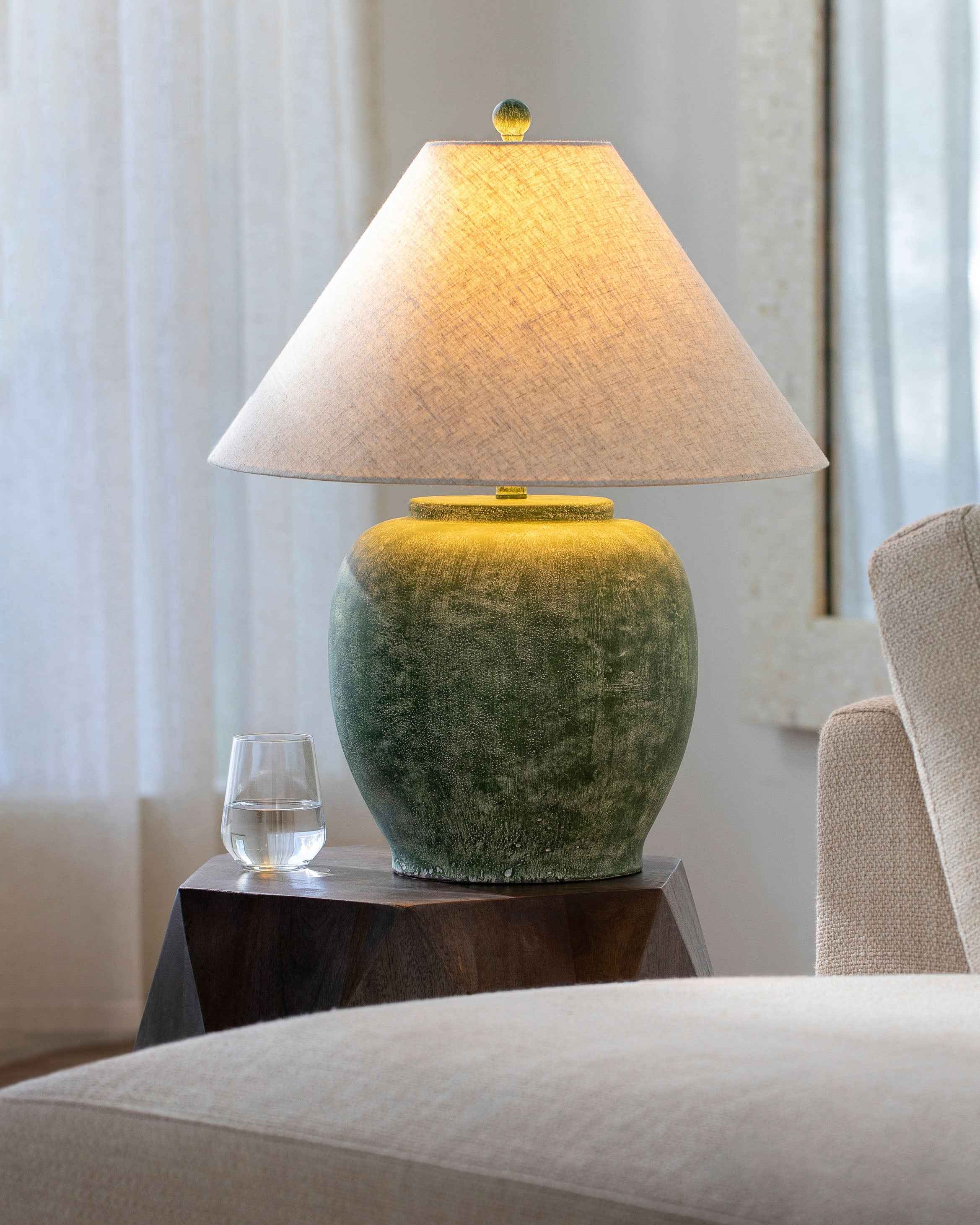 Mira Table Lamp | Weathered Green Concrete Design