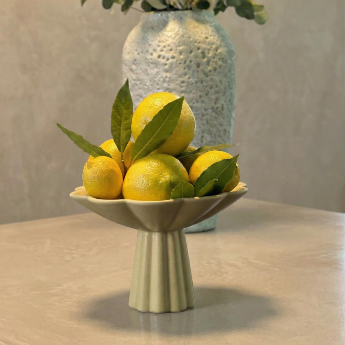 Bela Fruit Bowl | Beige Ceramic with Flower-Like Wavy Edge