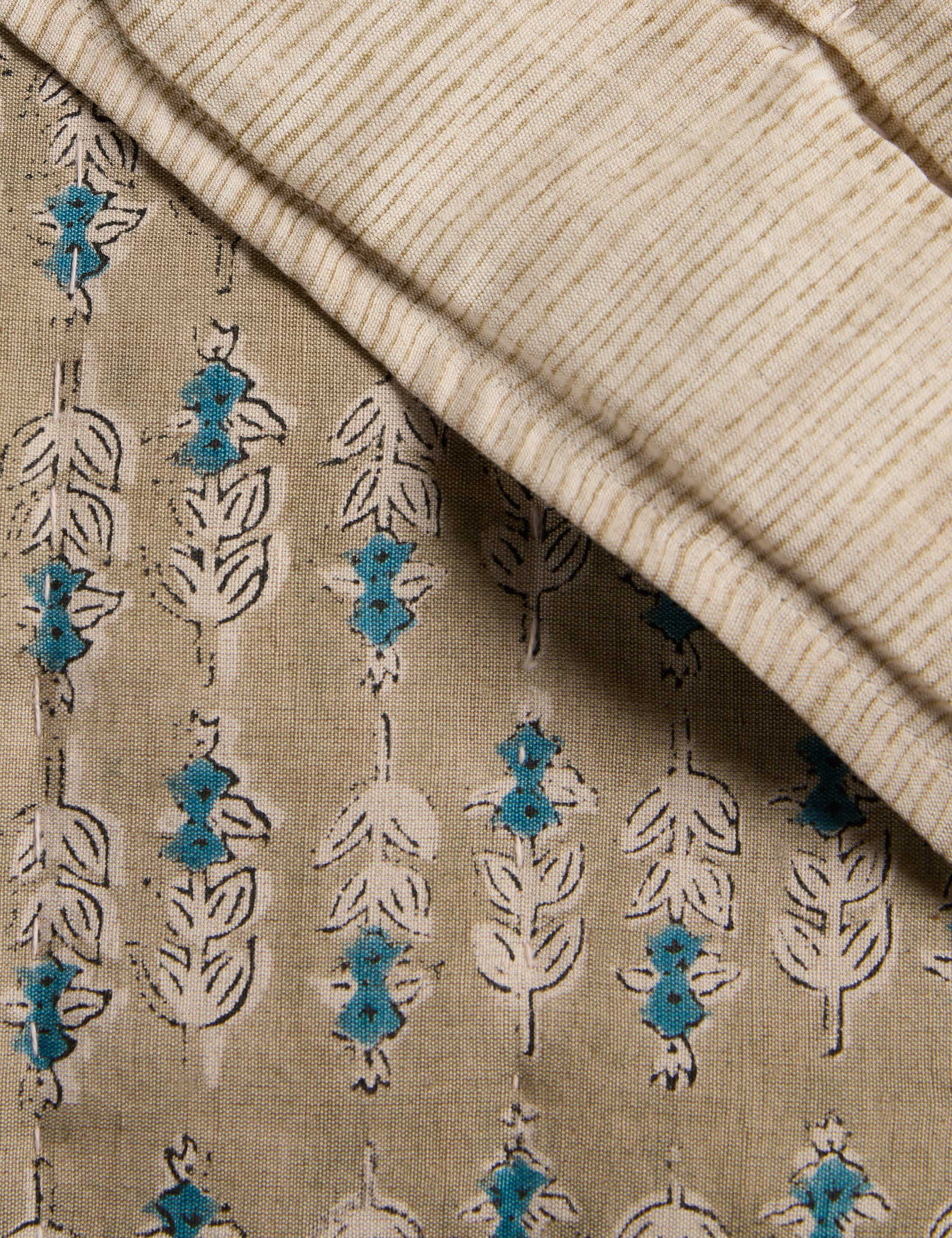 Bela Quilt | Linen Cotton Blend, Floral Block Print