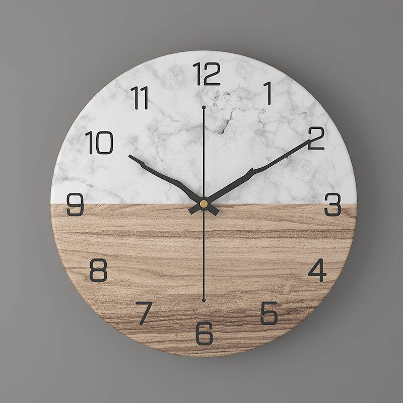 Bello Wandklok | Geluidsloos Quartz, Marmerlook 30cm