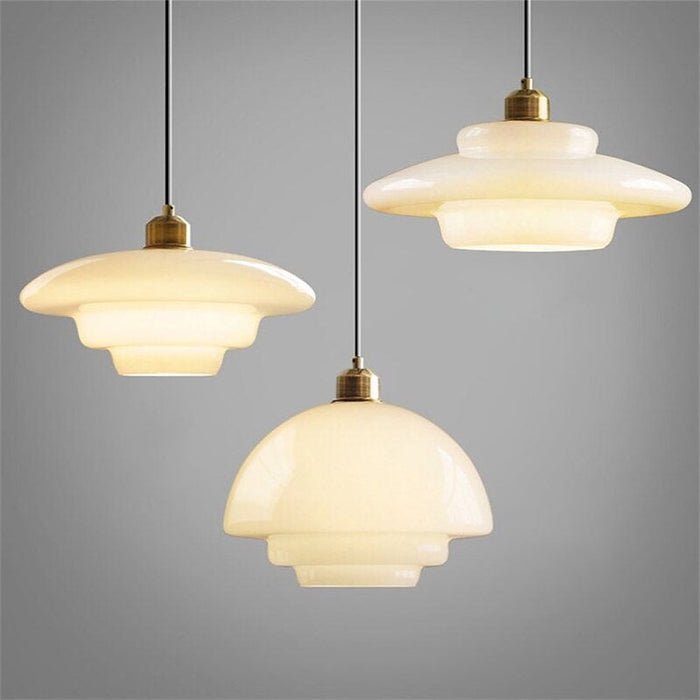 Bela White Glass Pendant Light | Mid-Century Design, Adjustable Height