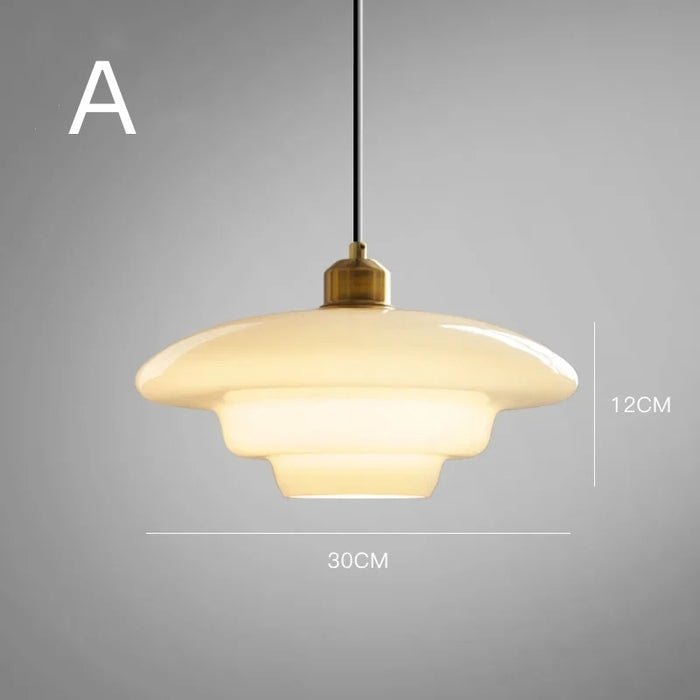 Bela White Glass Pendant Light | Mid-Century Design, Adjustable Height
