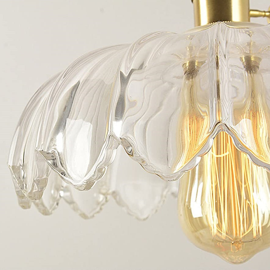 Bela Vintage Flower Pendant Lamp | Glass Shade, Brass Finish
