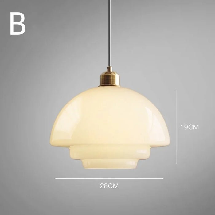 Bela White Glass Pendant Light | Mid-Century Design, Adjustable Height
