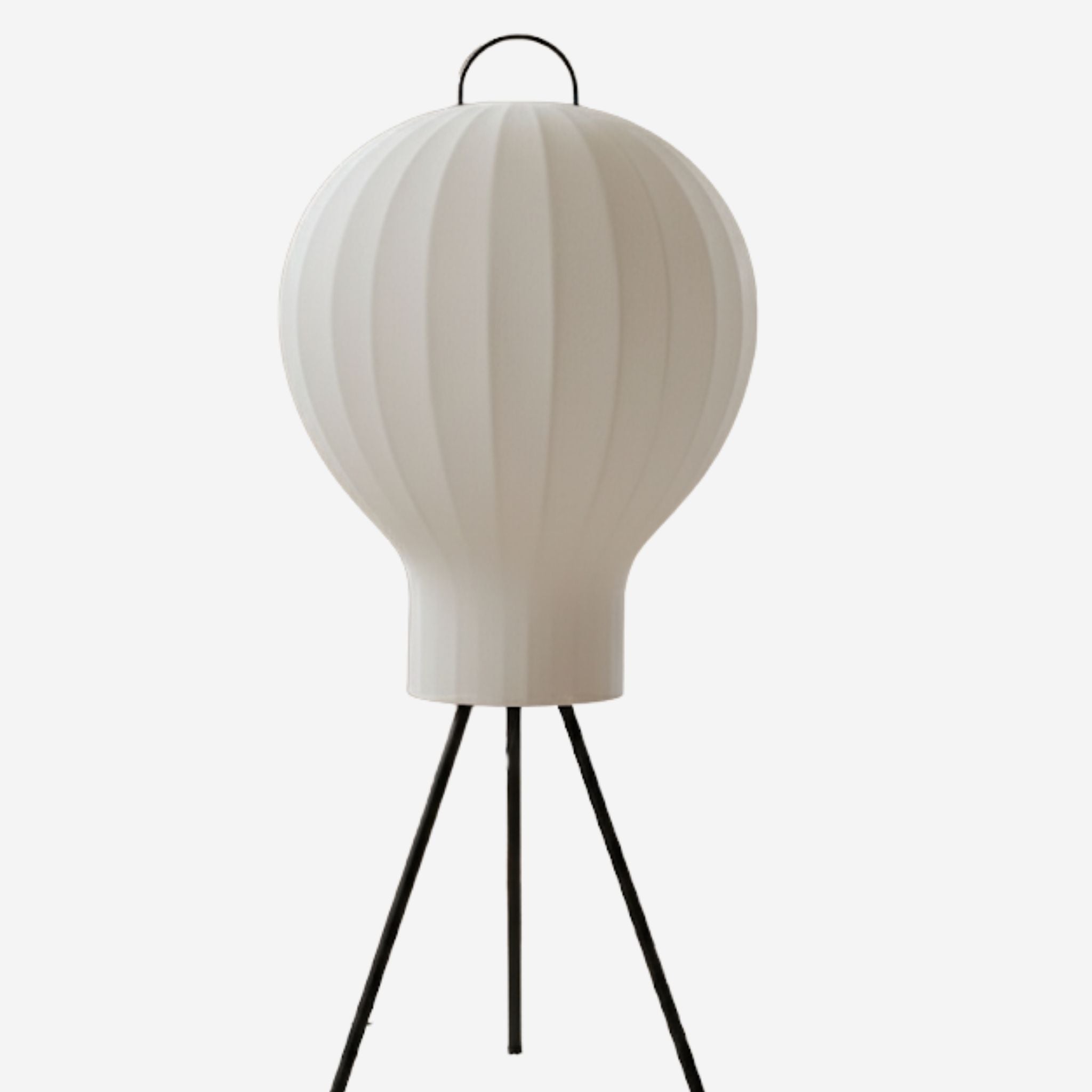 Bela Bubble Floor Lamp | Ribbed Cocoon Shade, Black Metal Stand