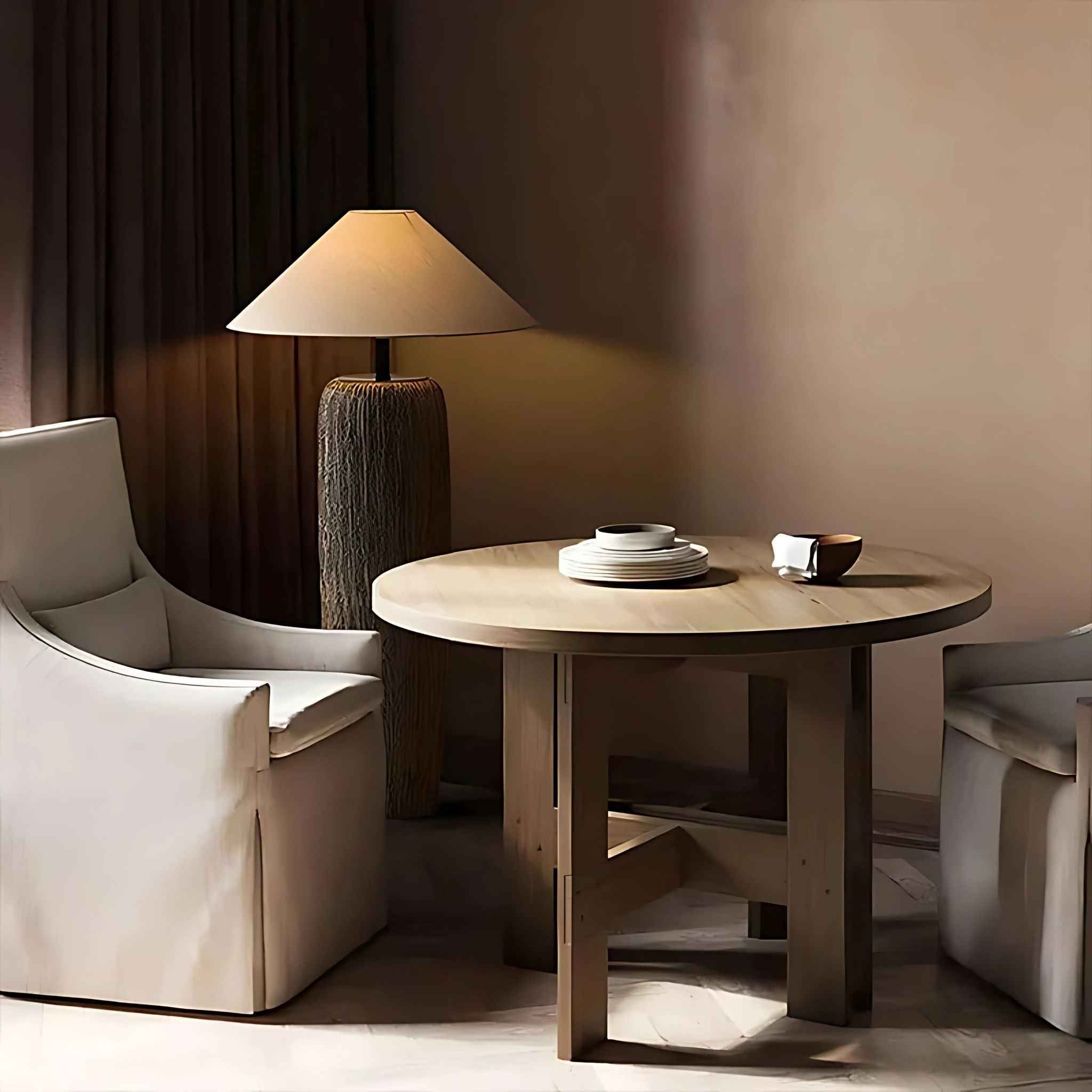 Savanna Floor Lamp | Rustic Wood Look, Linen Shade