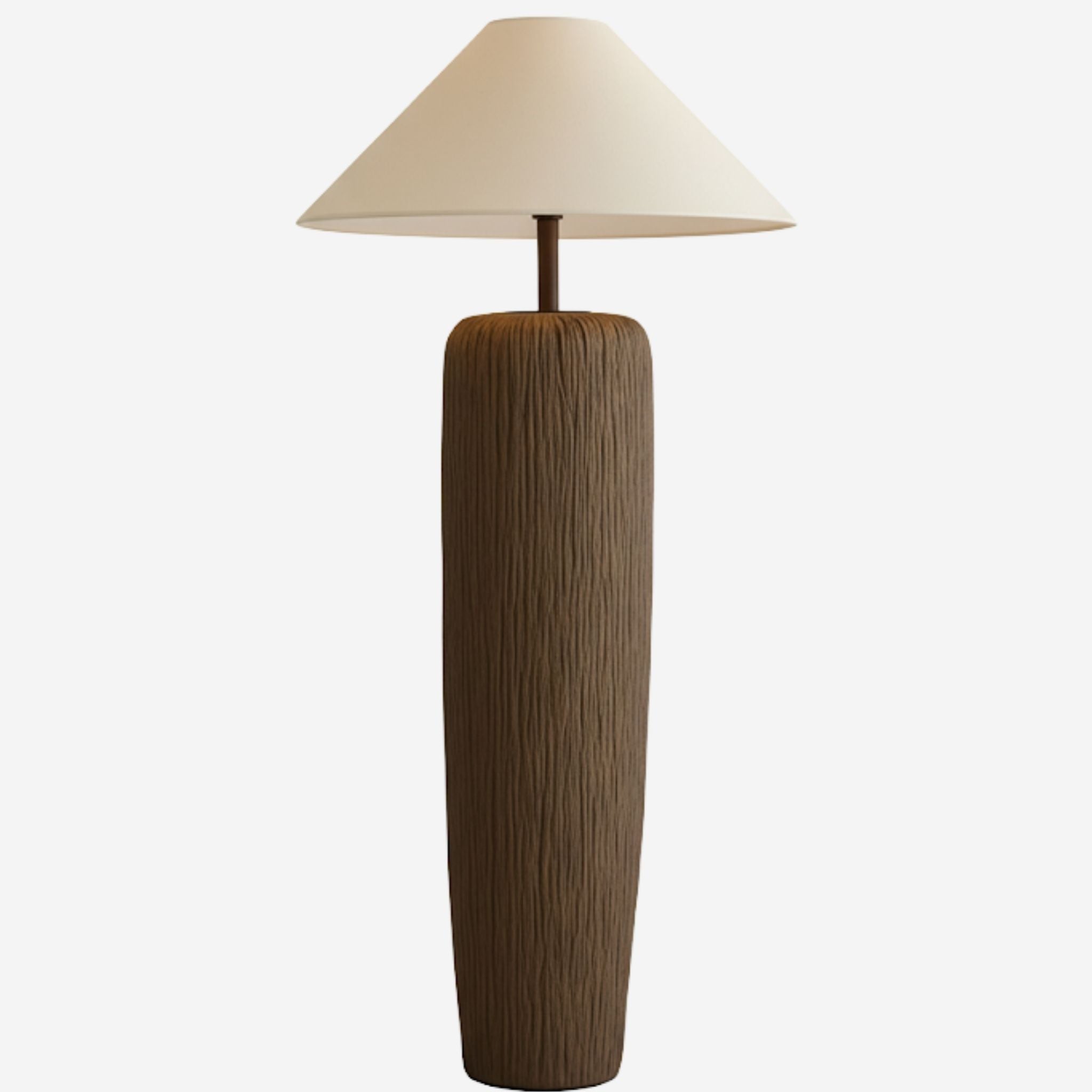 Bela Floor Lamp | Rustic Wood Look with Linen Shade