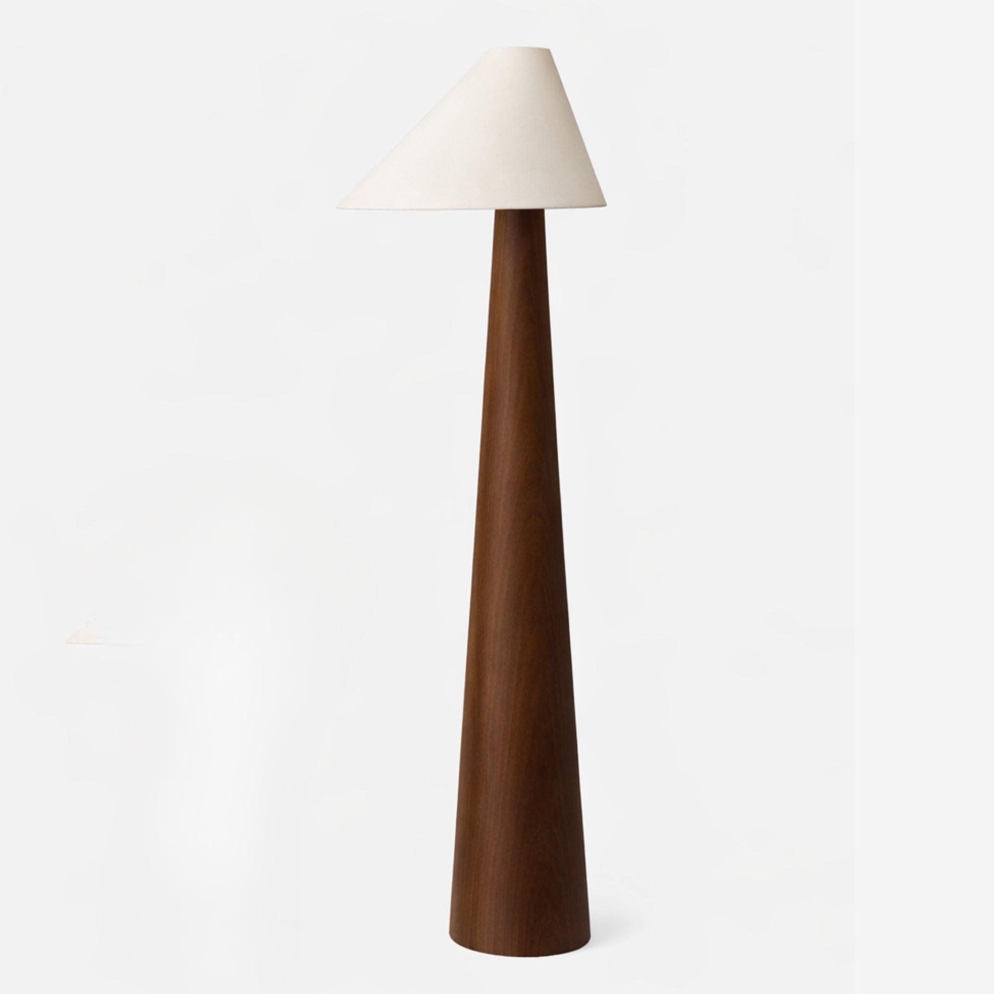 Bela Timber Floor Lamp | Wooden Base, Asymmetrical Fabric Shade