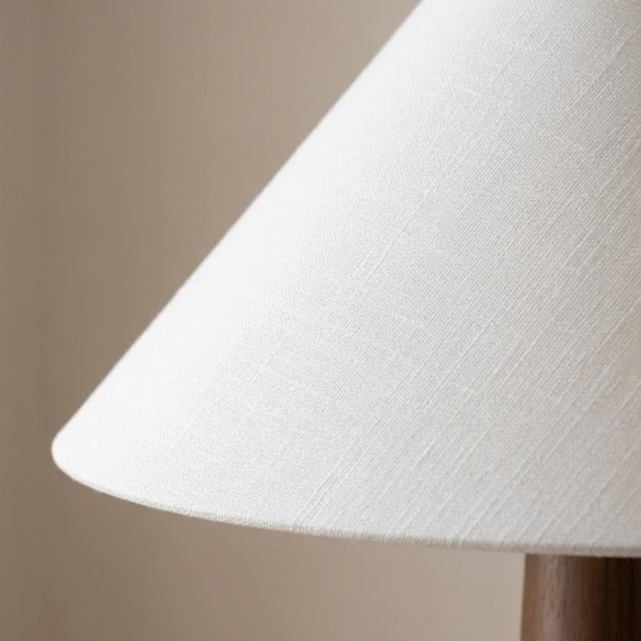 Tera Floor Lamp | Wooden Base, White Fabric Shade - 128 cm