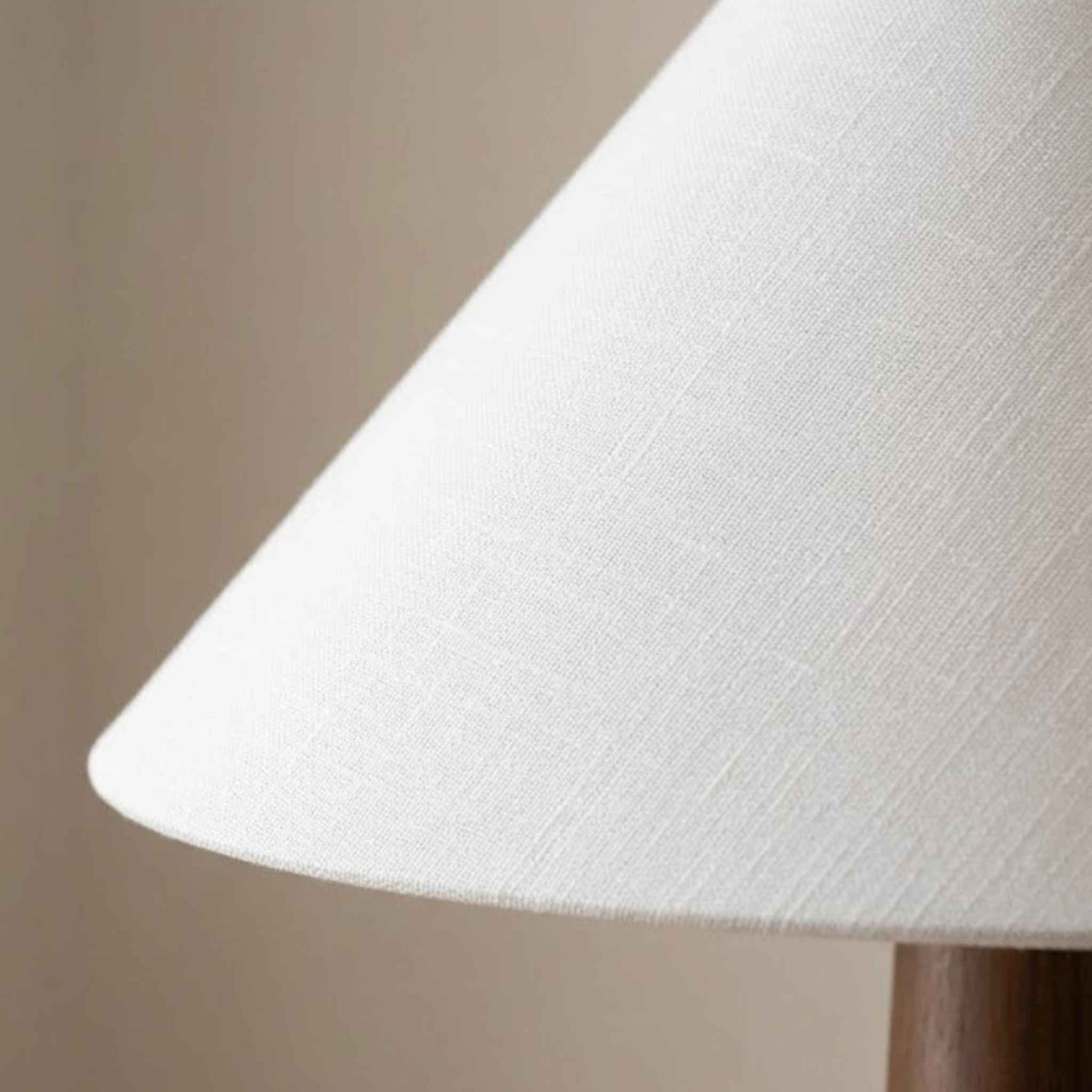 Bela Timber Floor Lamp | Wooden Base, Asymmetrical Fabric Shade