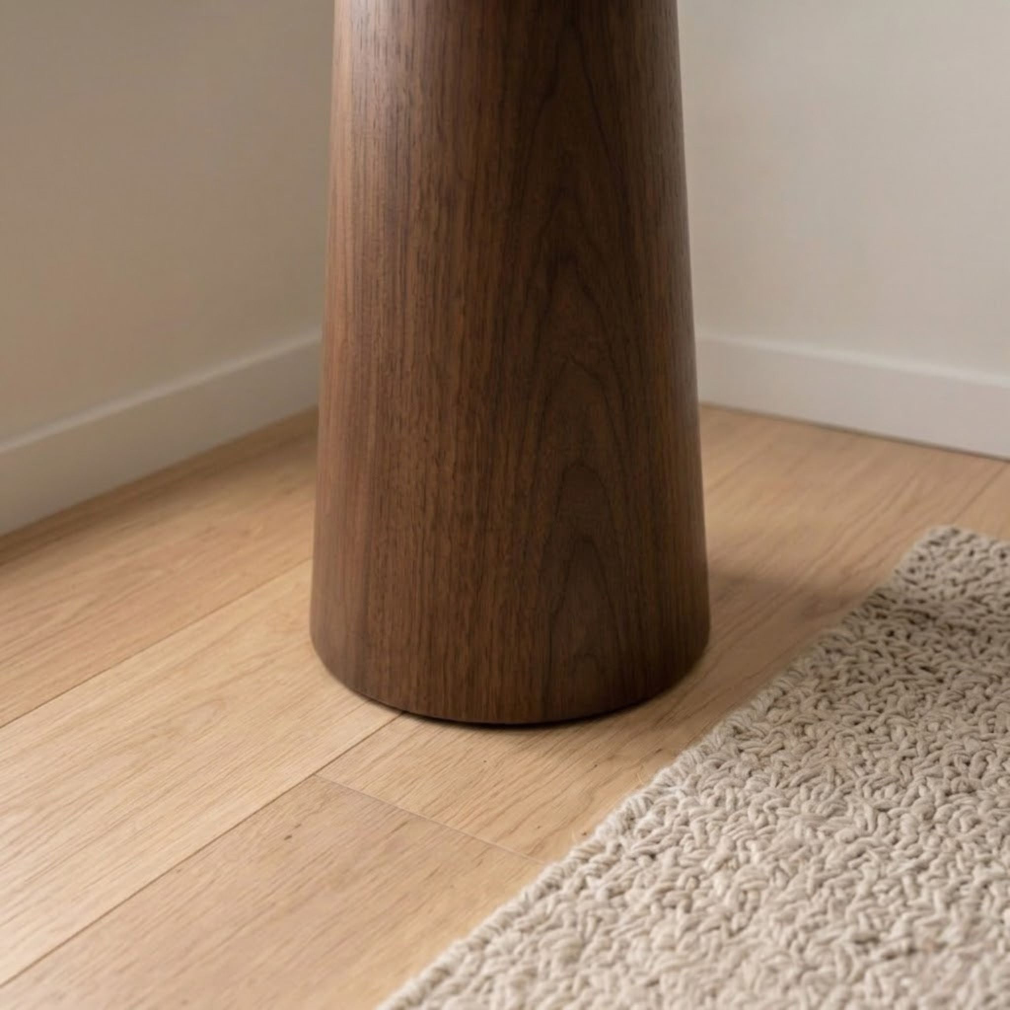 Tera Floor Lamp | Wooden Base, White Fabric Shade - 128 cm