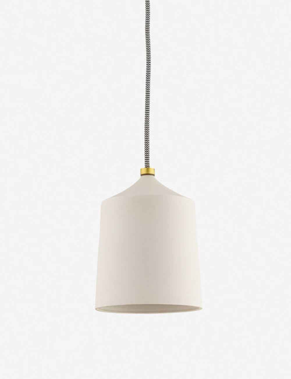 Nexa Pendant Light | Matte Black Ceramic Shade, Antiqued Brass Hardware