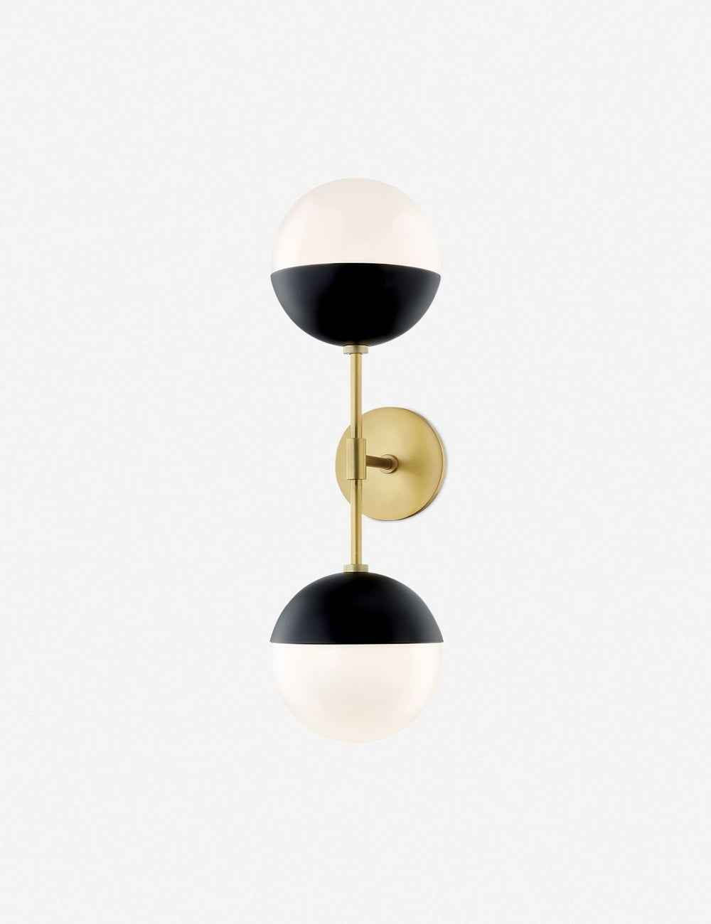 Luna 2-Light Sconce | Frosted Globe Shade, Antiqued Brass Stem
