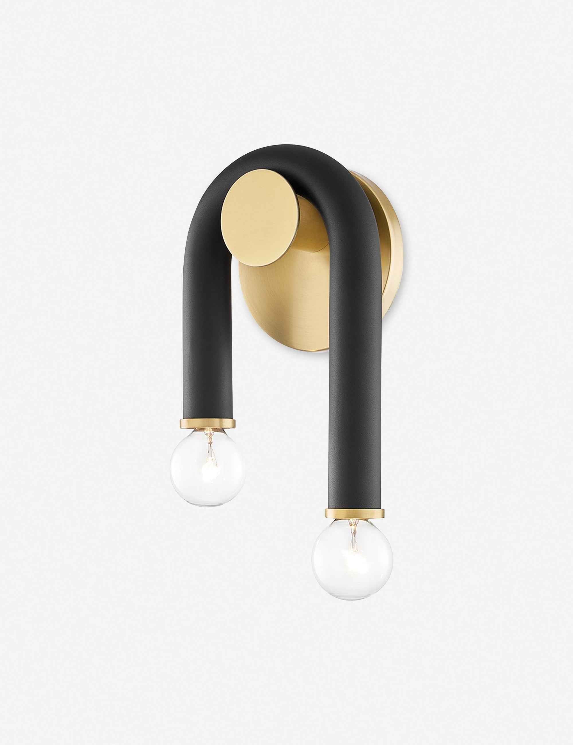 Juno Wall Sconce | Black Pipe & Brass Hardware, Spherical Bulbs