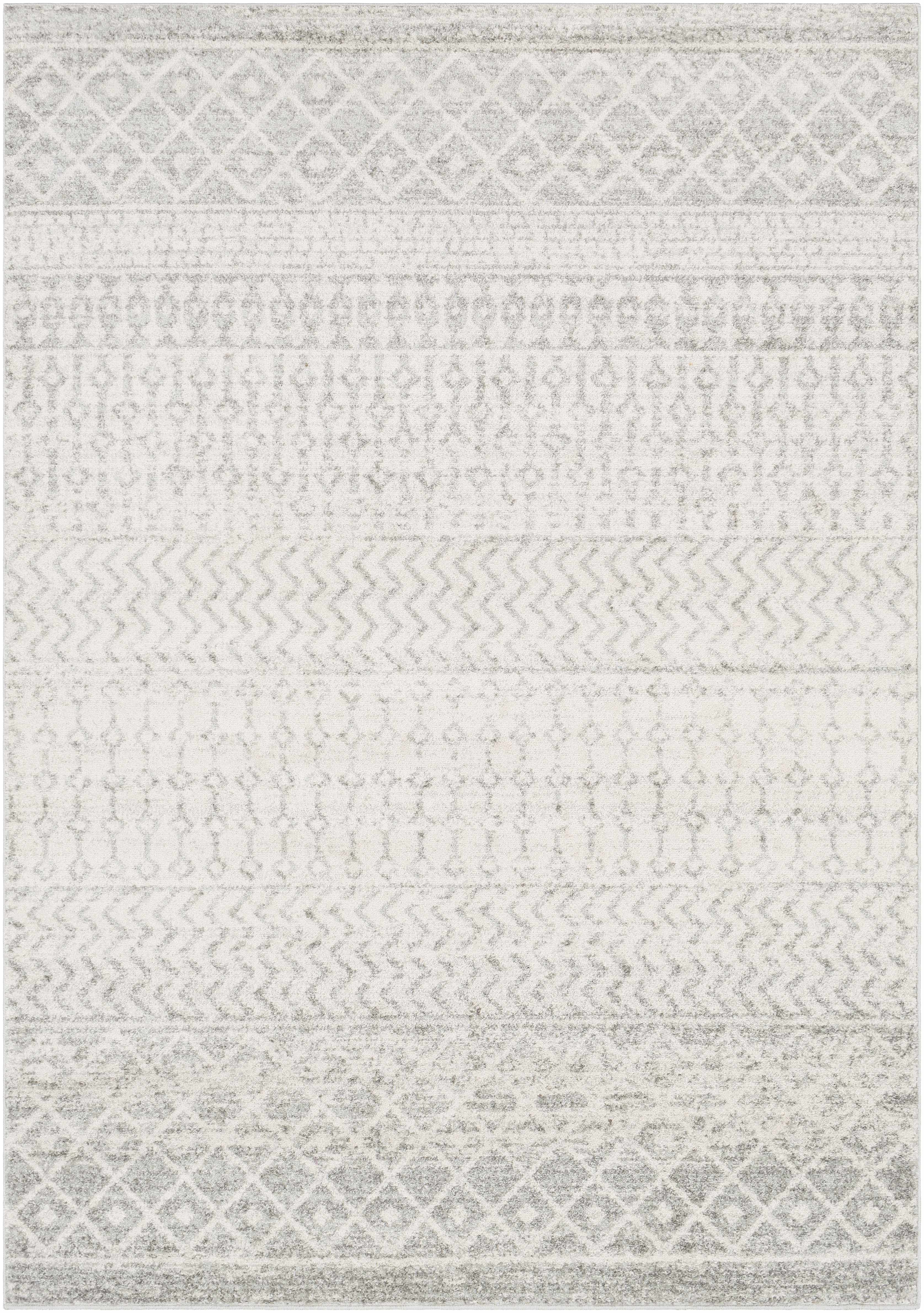 Bello Area Rug  Gray Trellis Pattern  Medium Pile Polypropylene