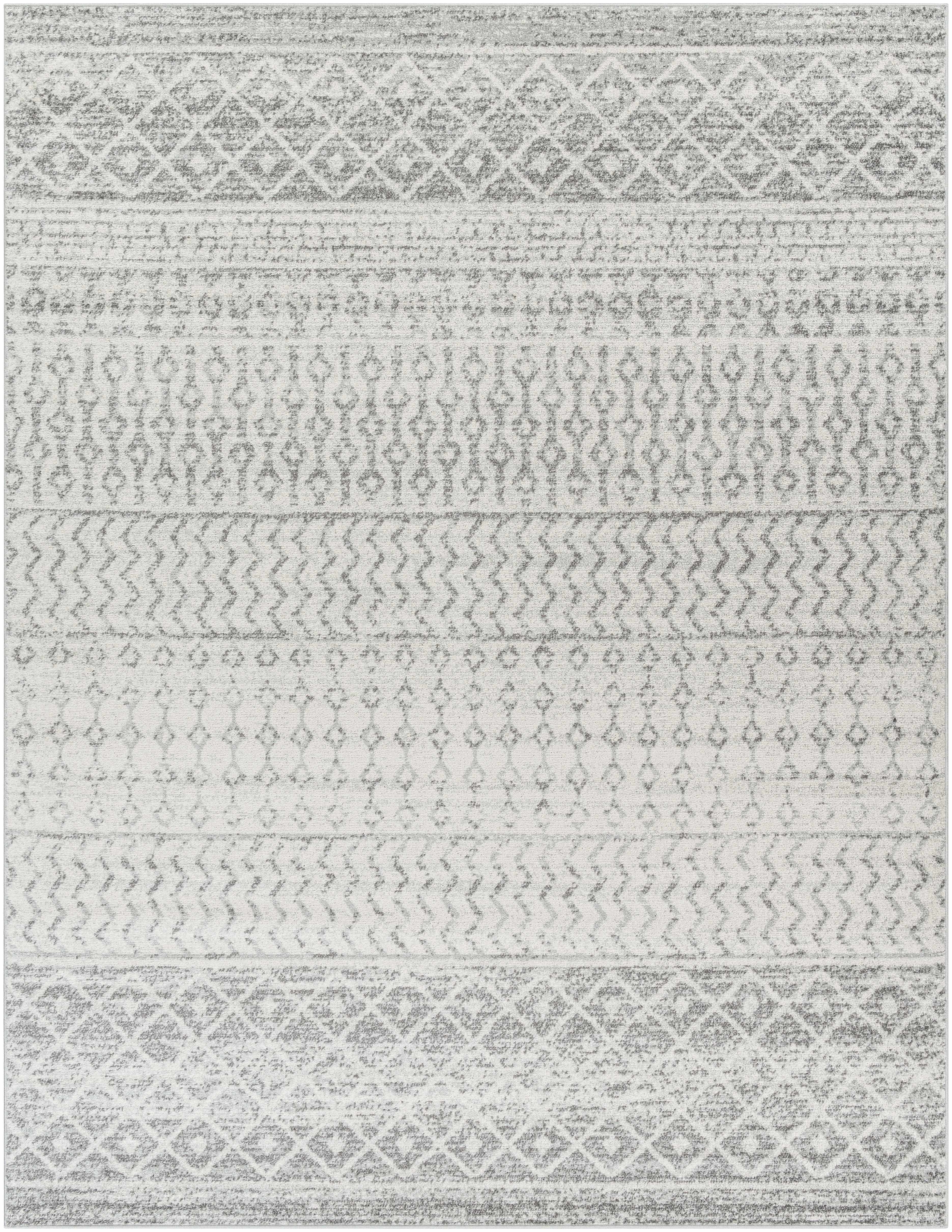 Bello Area Rug  Gray Trellis Pattern  Medium Pile Polypropylene