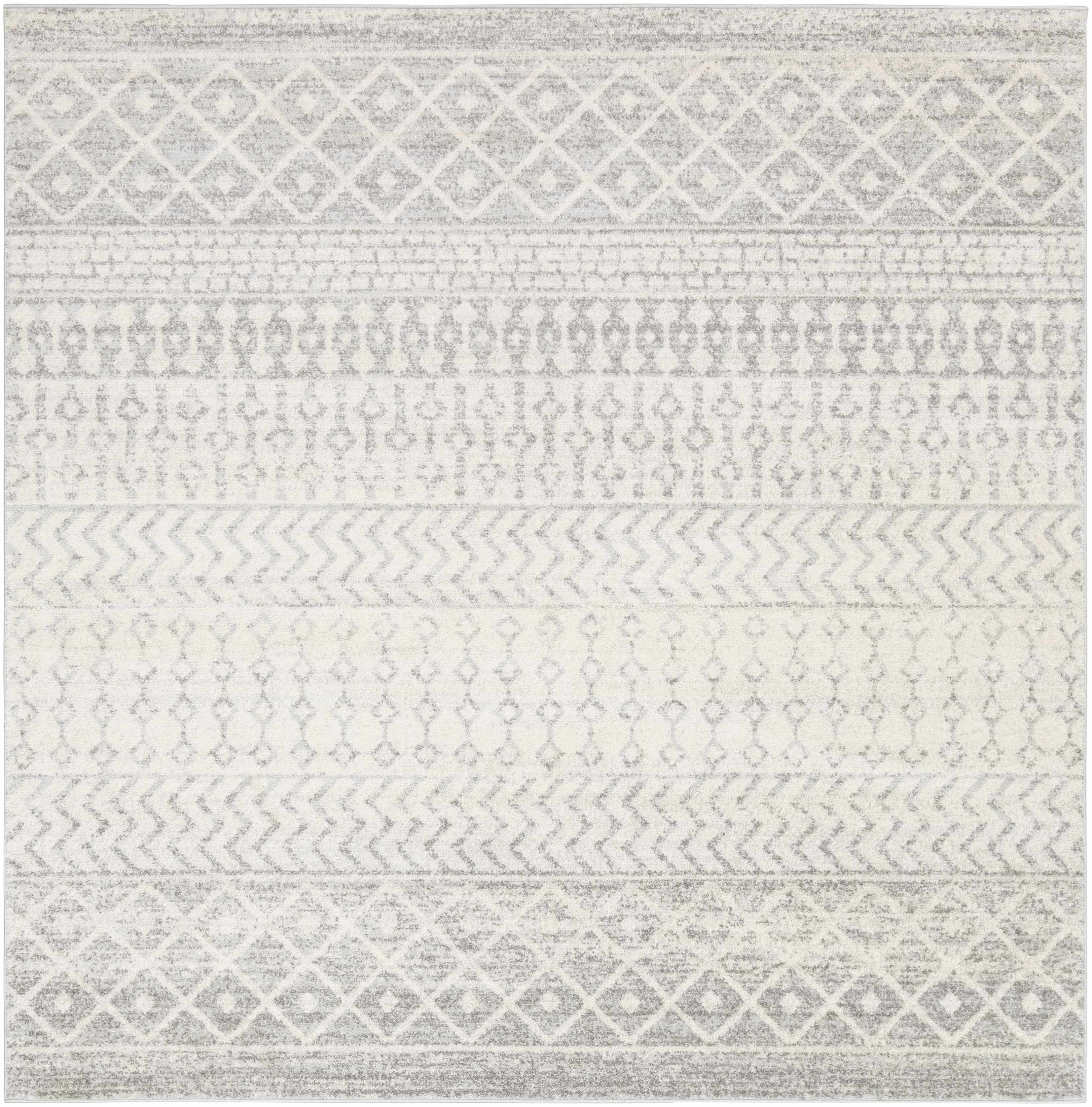 Bello Area Rug  Gray Trellis Pattern  Medium Pile Polypropylene