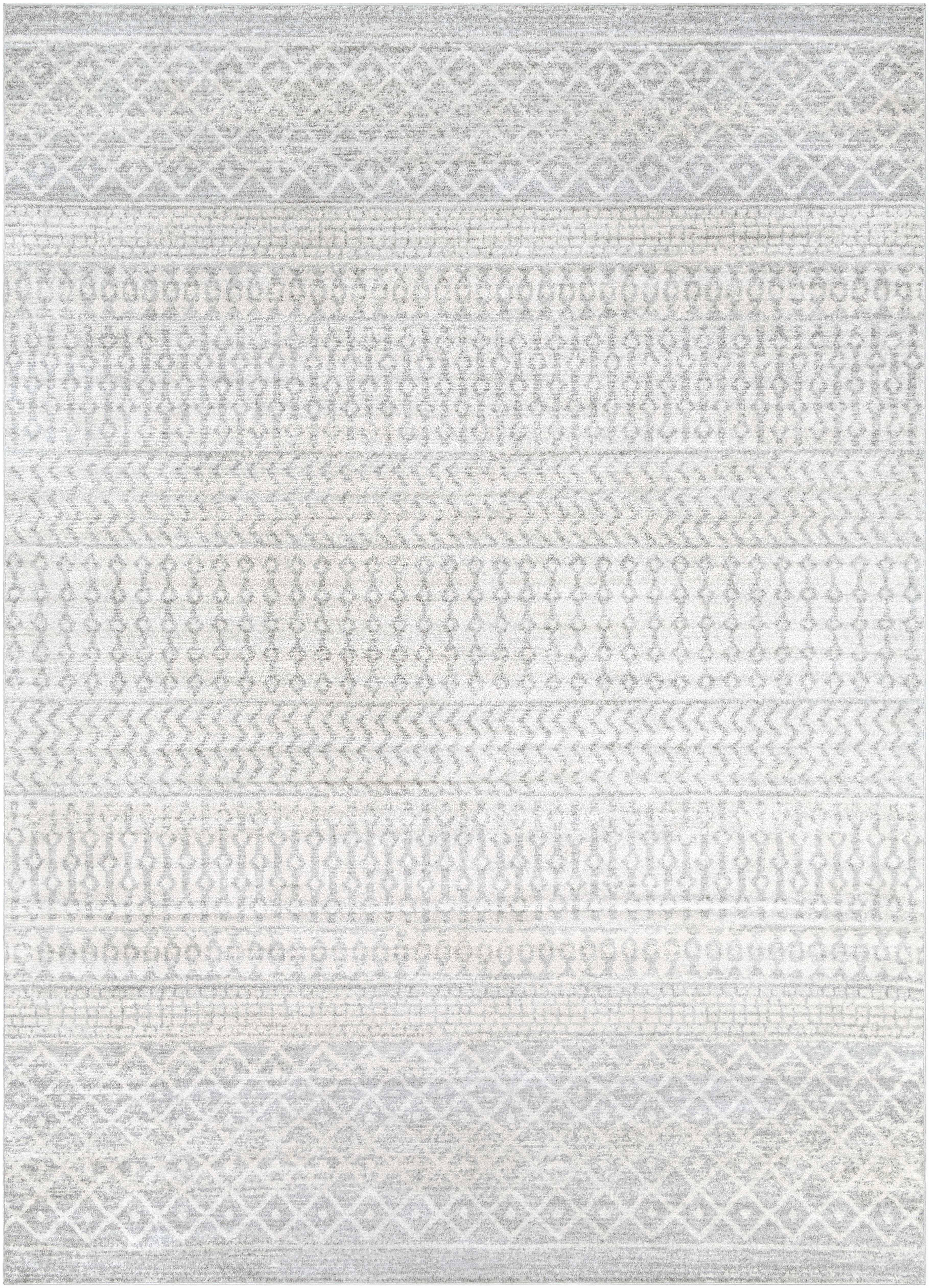 Bello Area Rug  Gray Trellis Pattern  Medium Pile Polypropylene
