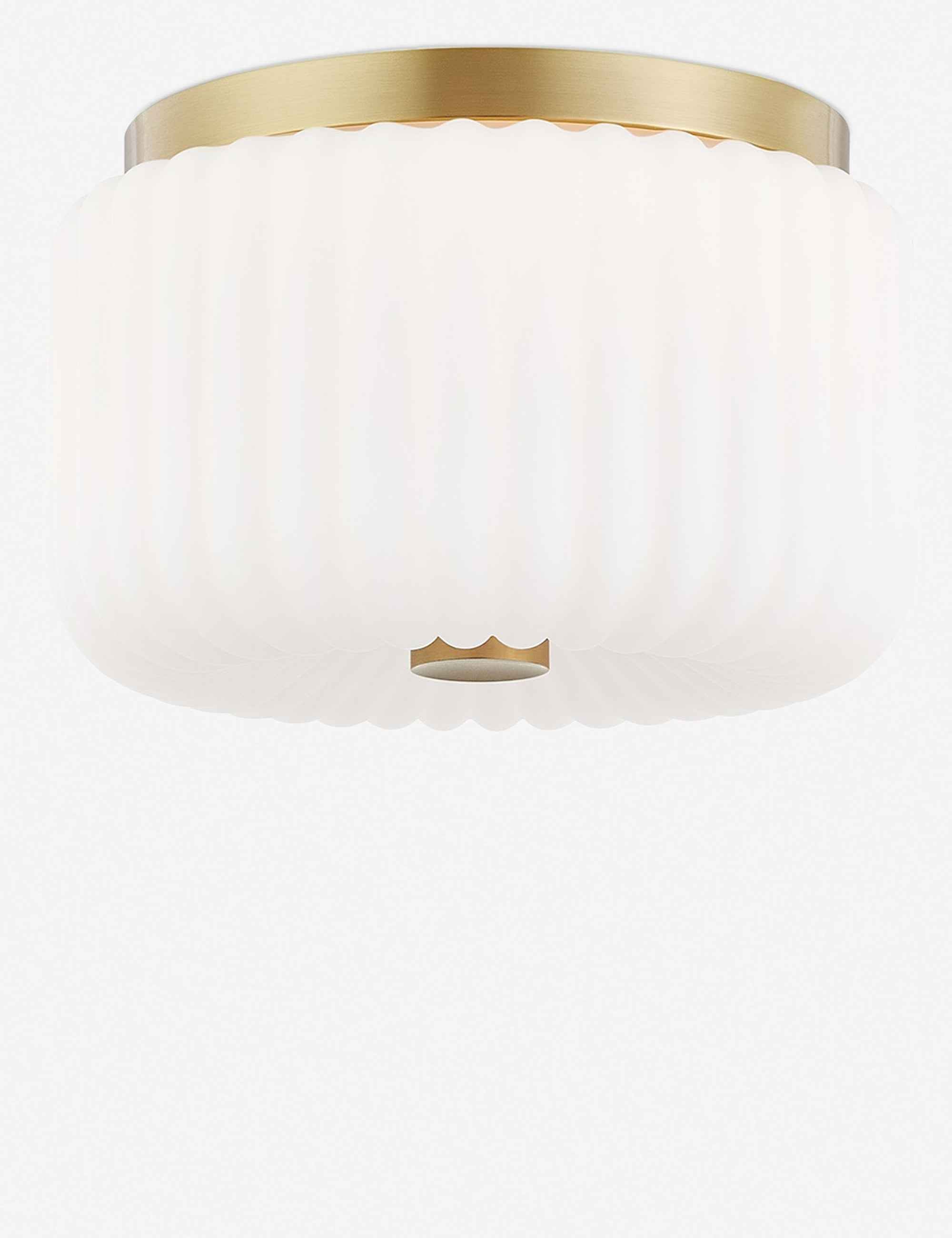 Haven Flush Mount Light | Ribbed Detail, Antiqued Brass Fixture