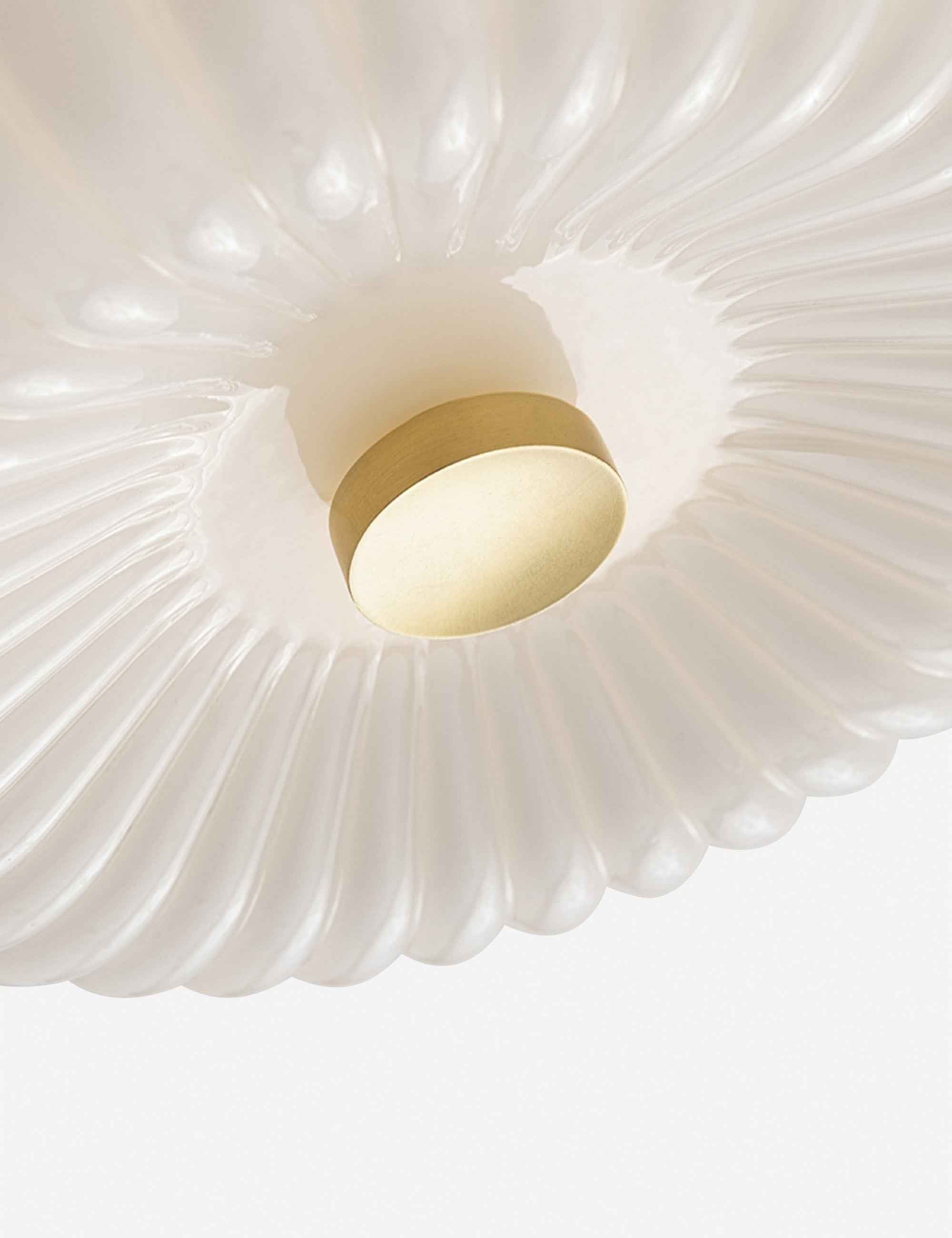 Haven Flush Mount Light | Ribbed Detail, Antiqued Brass Fixture