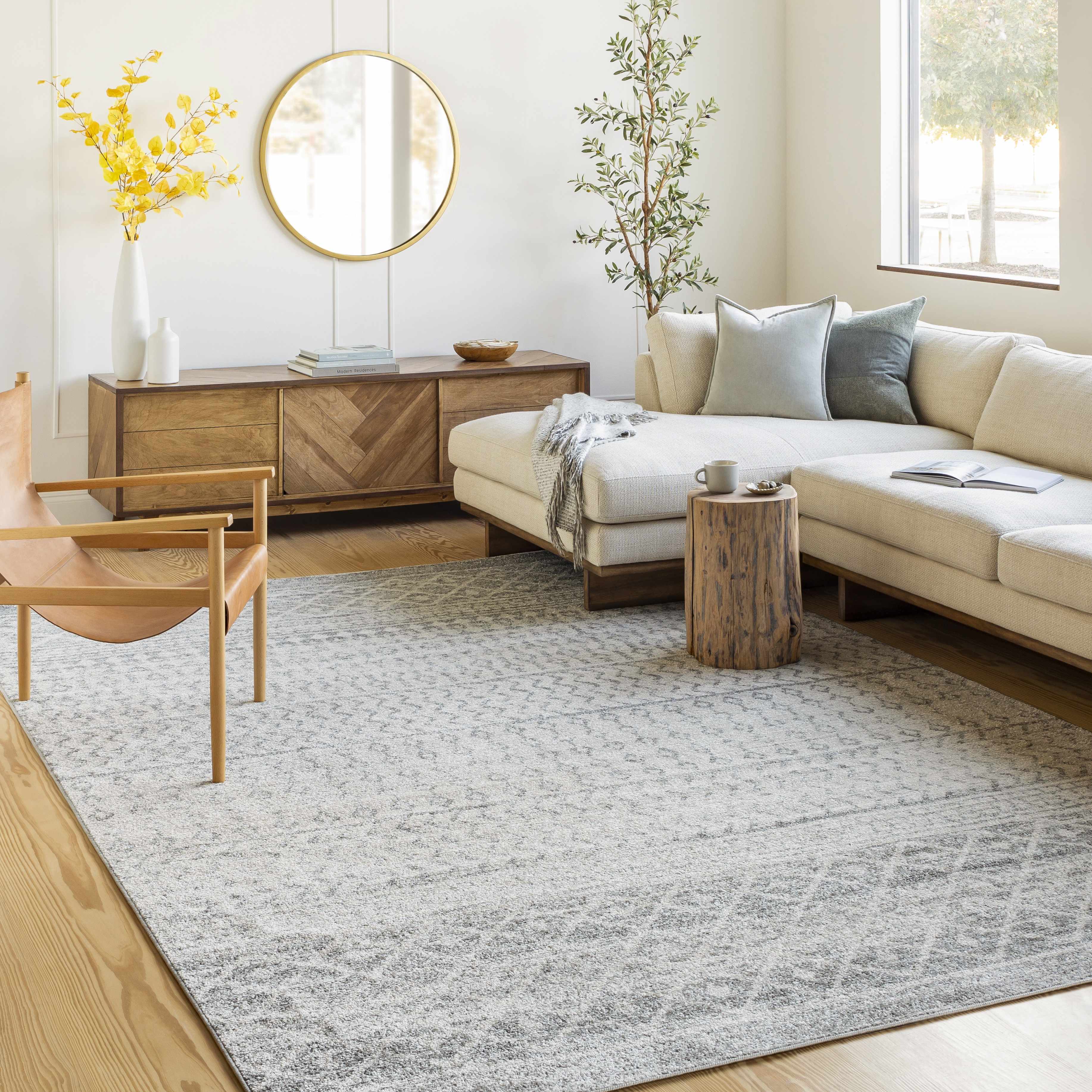 Bello Area Rug  Gray Trellis Pattern  Medium Pile Polypropylene