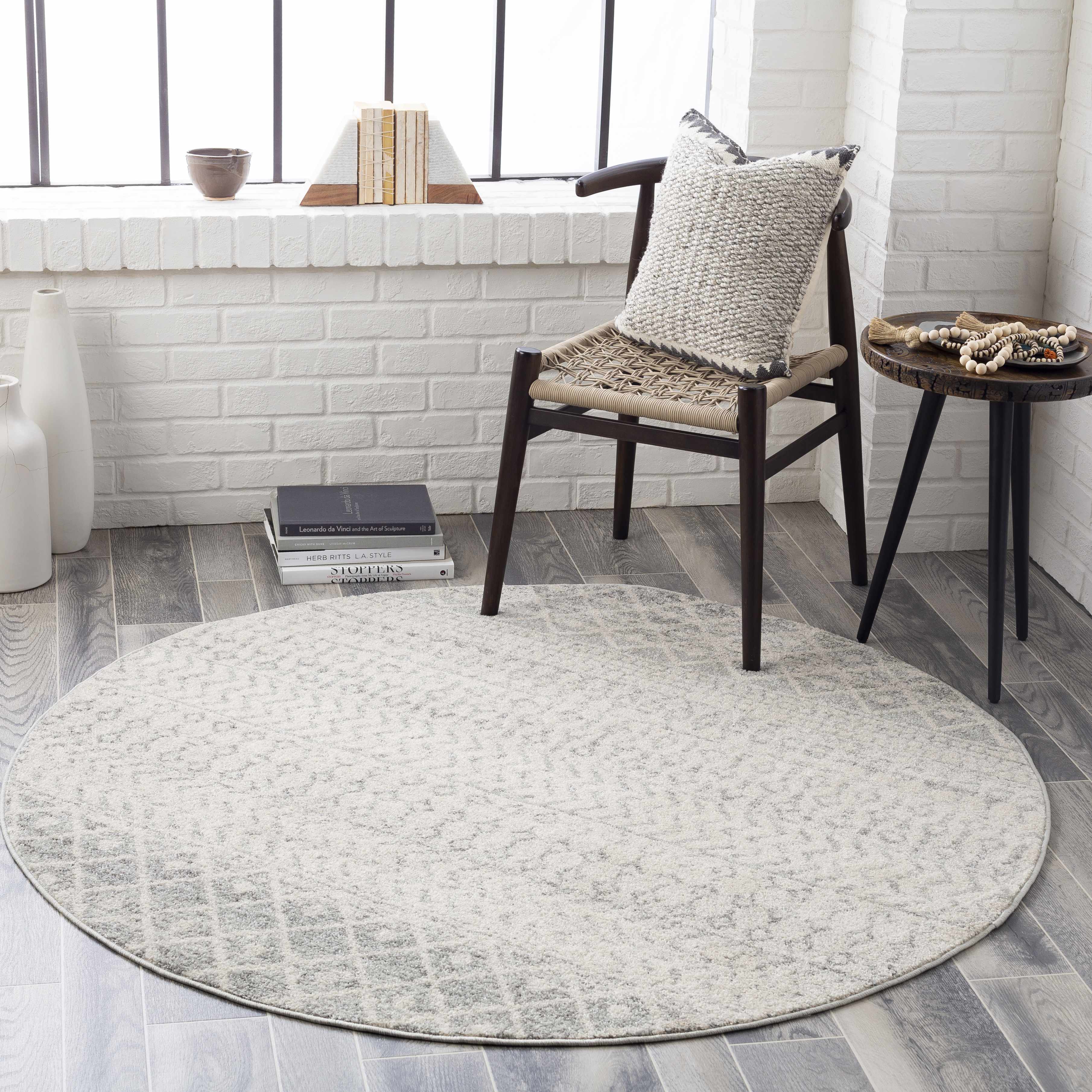 Bello Area Rug  Gray Trellis Pattern  Medium Pile Polypropylene